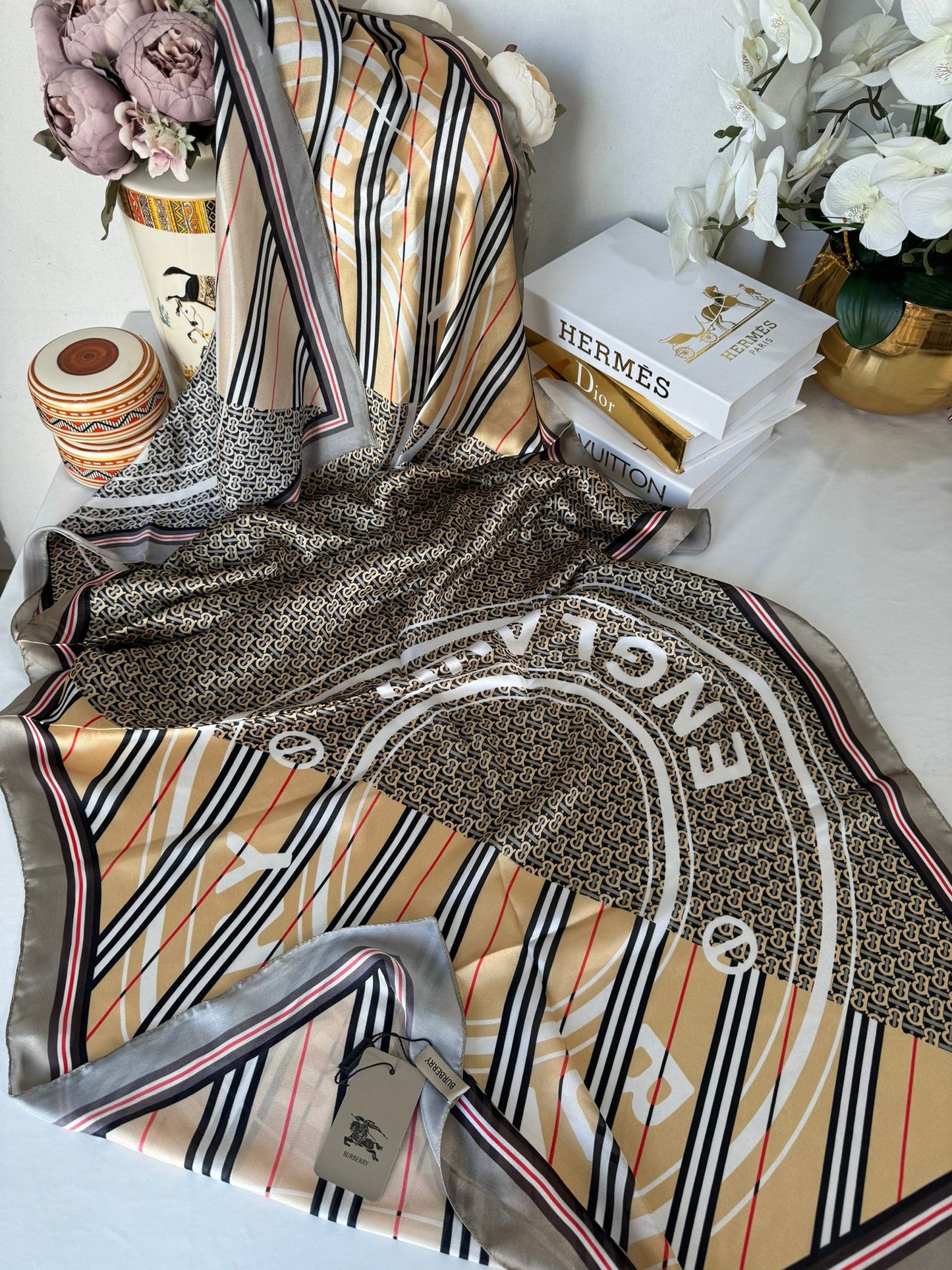 Burberry Çift Taraflı İthal Vual İpel Şal 78631 - Asker Yeşili