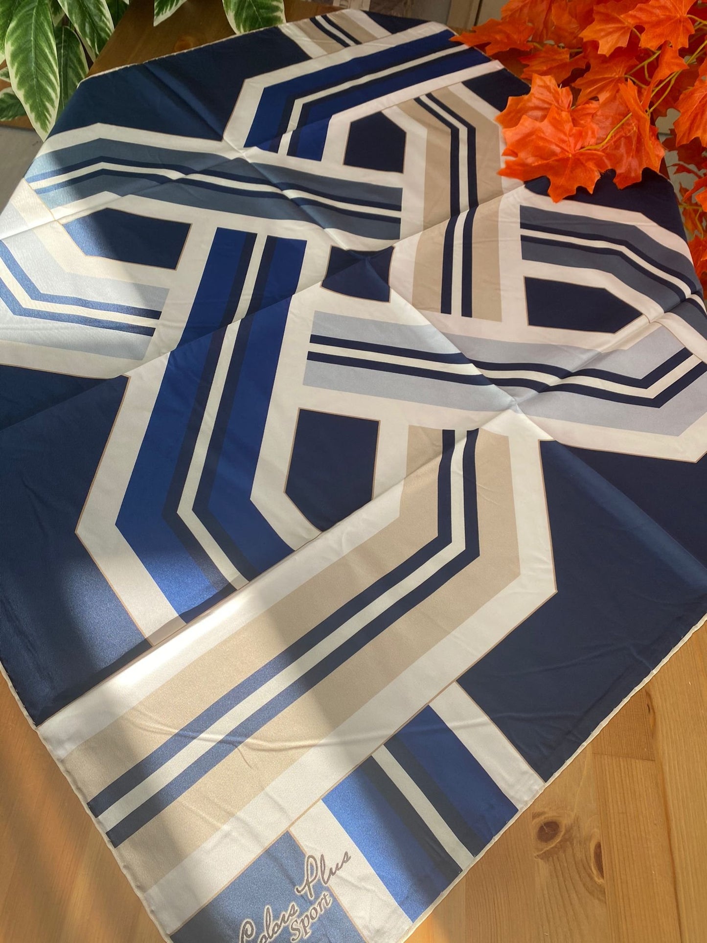 Colors Plus Marka Etnik Geometrik Desen Twill Eşarp - Lacivert
