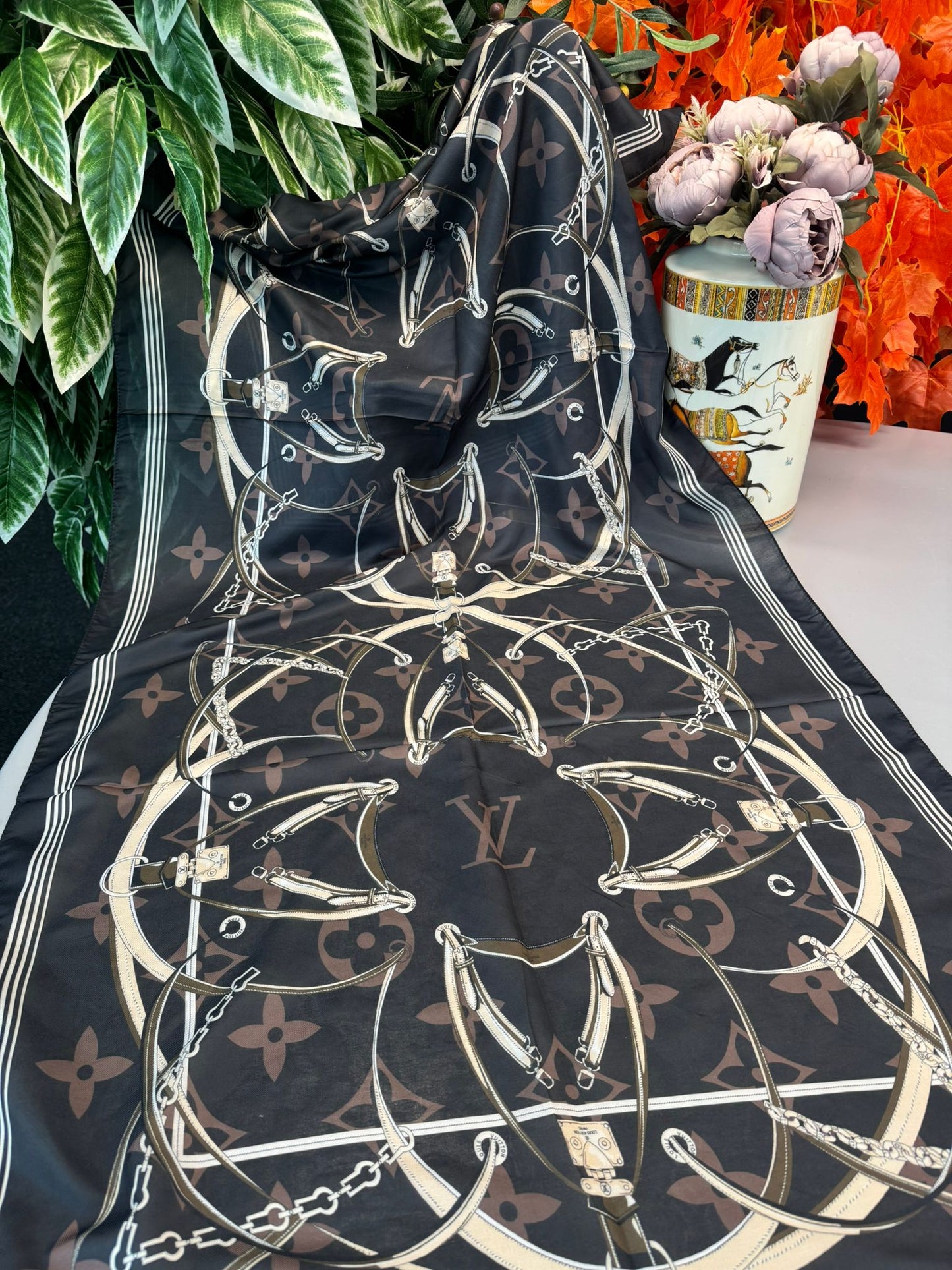 Lv Kemer Desen Pamuk Soft Şal 31230 - Acı Kahve