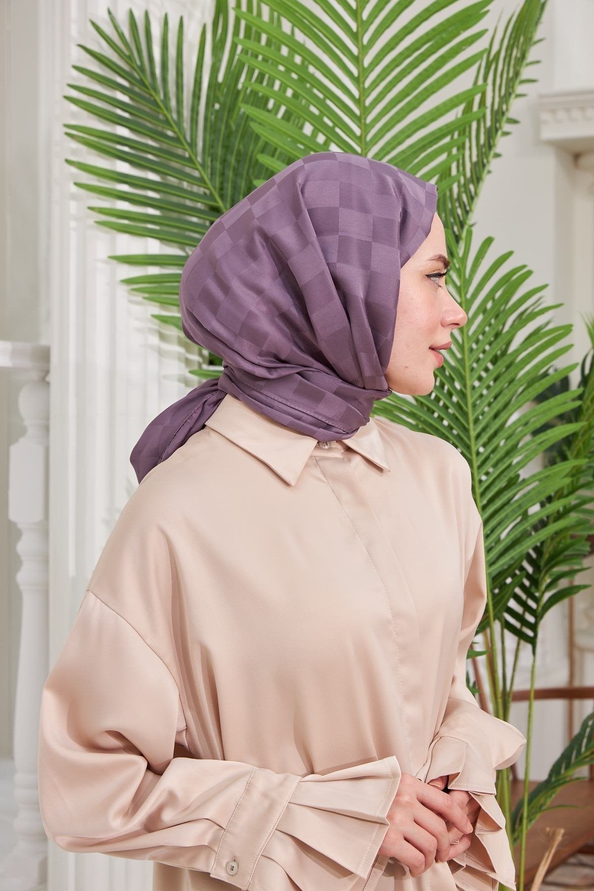 Dama Desen Jakar Şal - Leylak