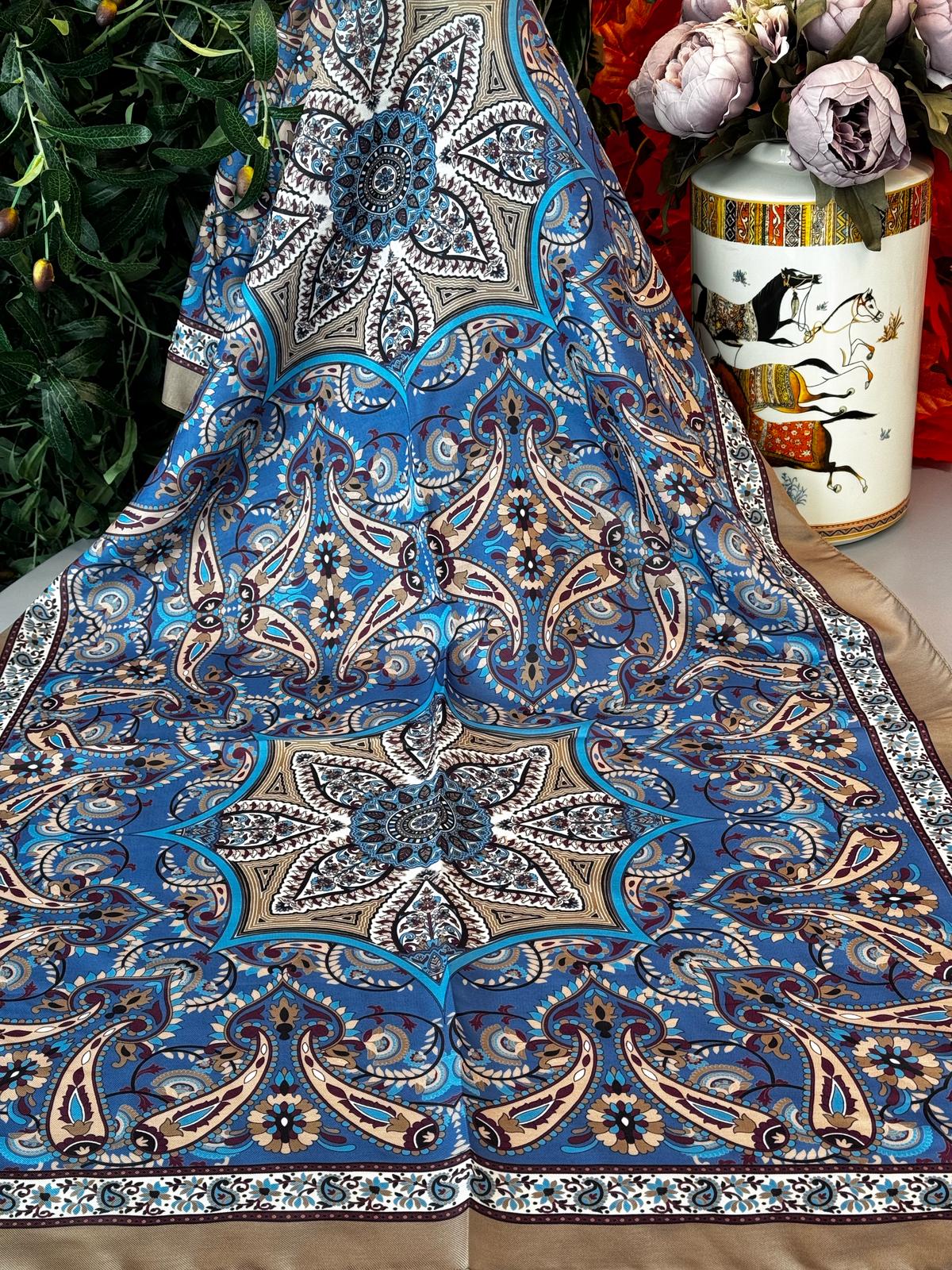 Etro Buta Desenli Pamuk Soft Şal - 377350 - Bebe mavi Vizon