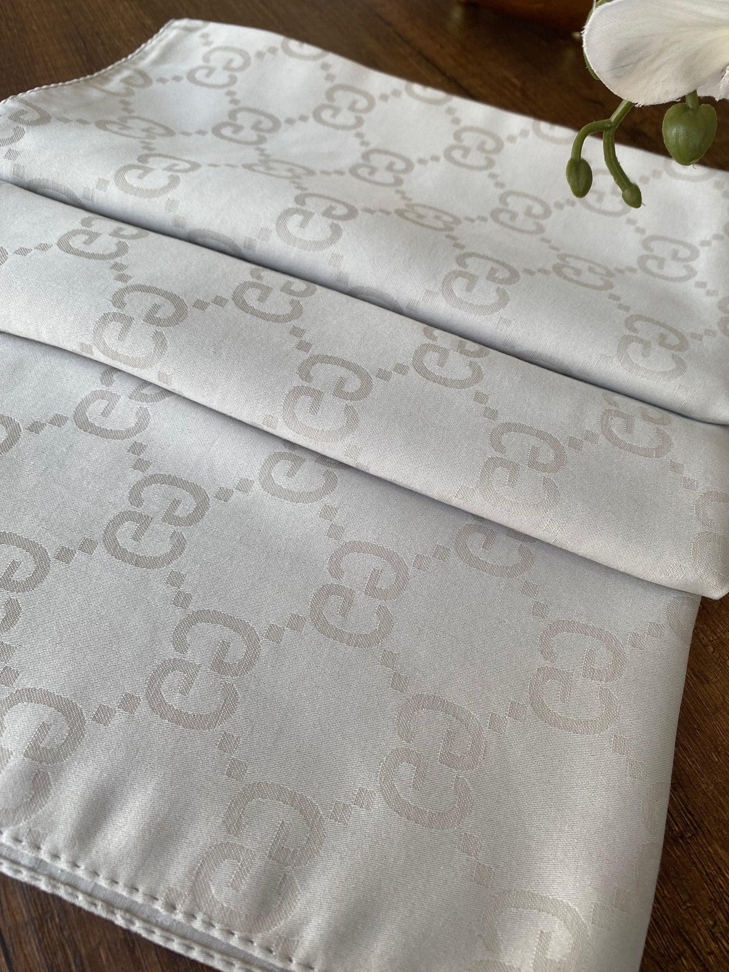 Gucci Desen Pamuk Jakar Eşarp 10442 - Çakıl Taşı
