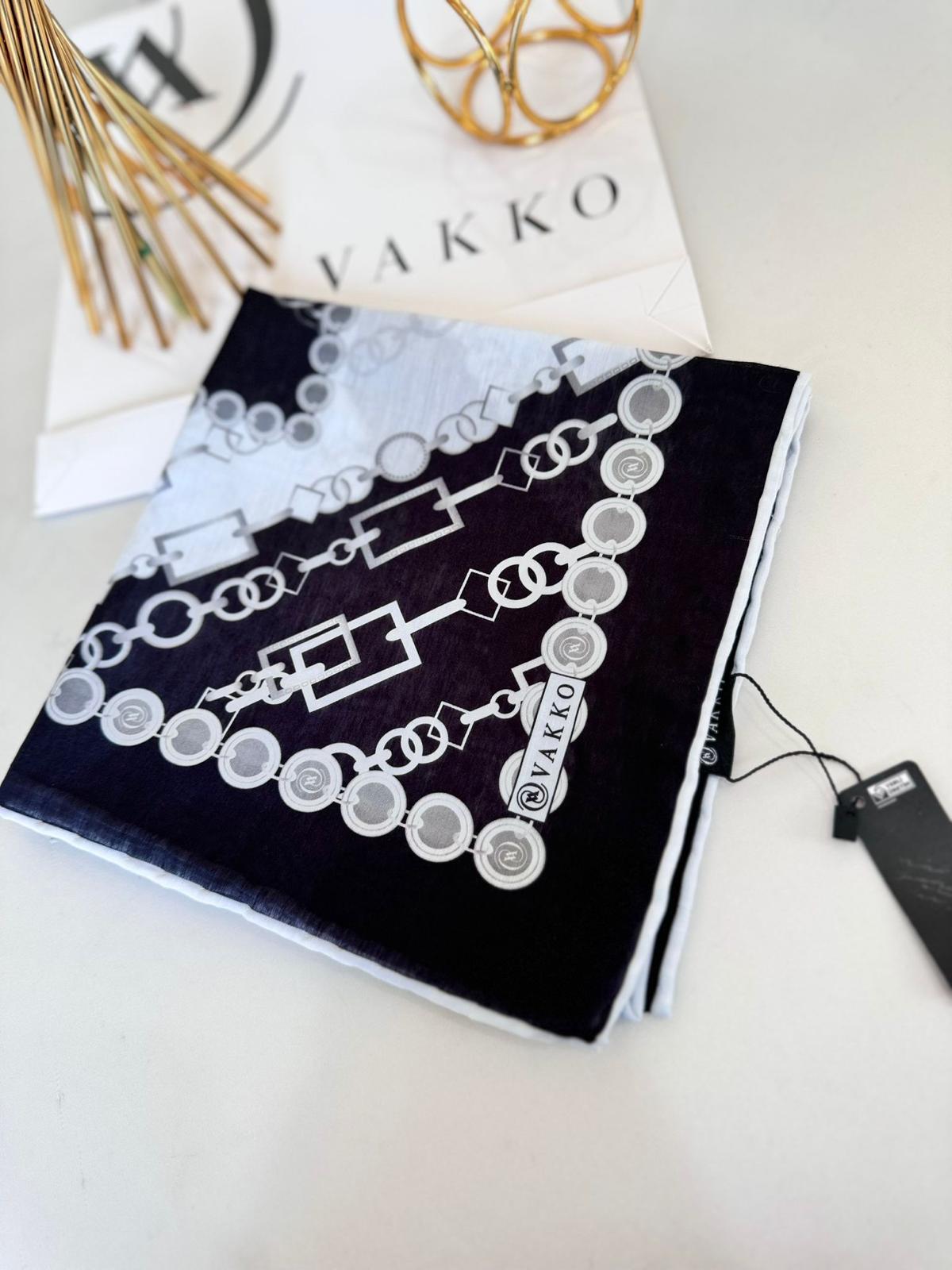 Vakko Zincir Desen Soft Eşarp 610146 - Gümüş