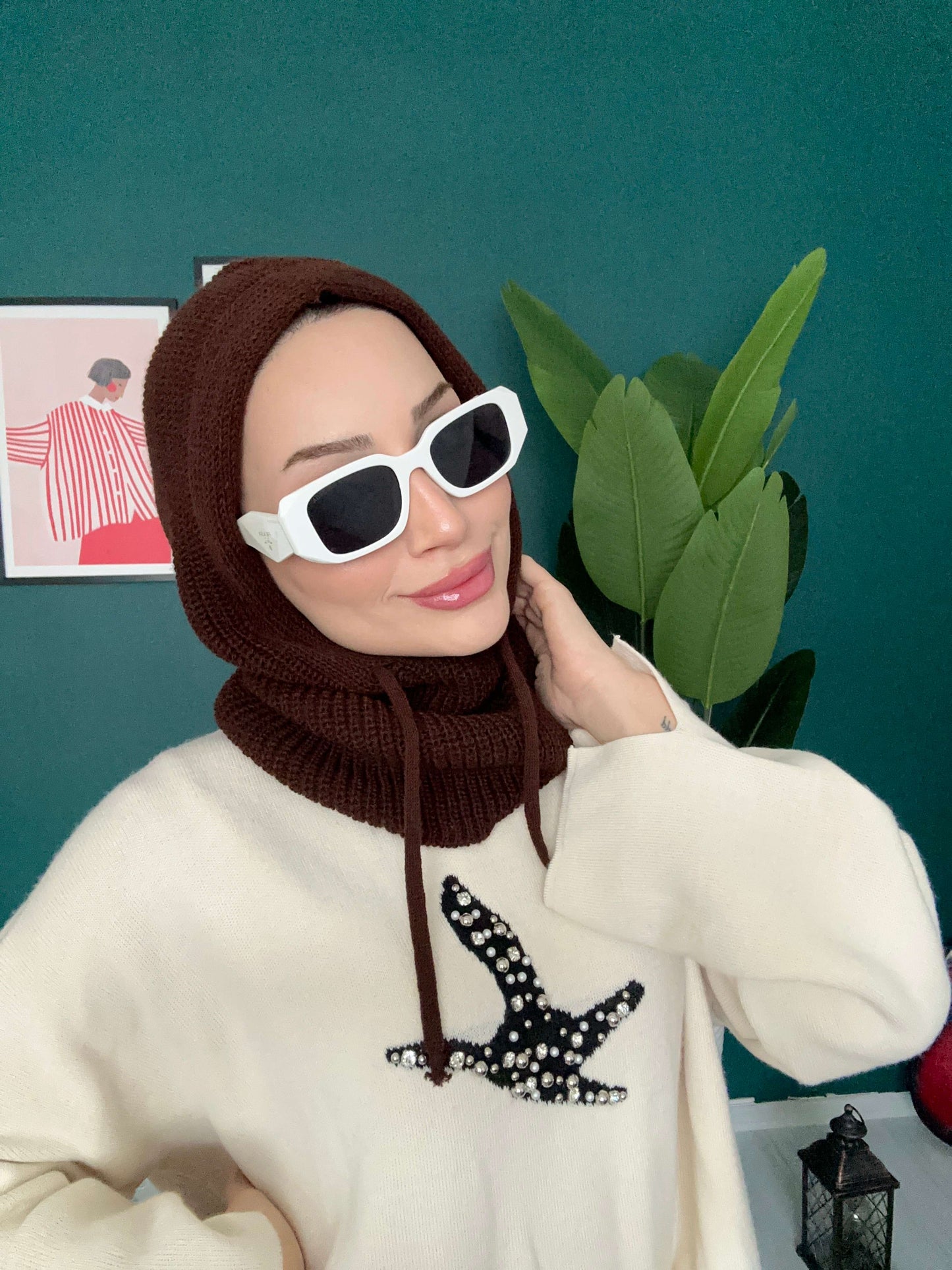 Triko Başlık Balaclava - Acı Kahve