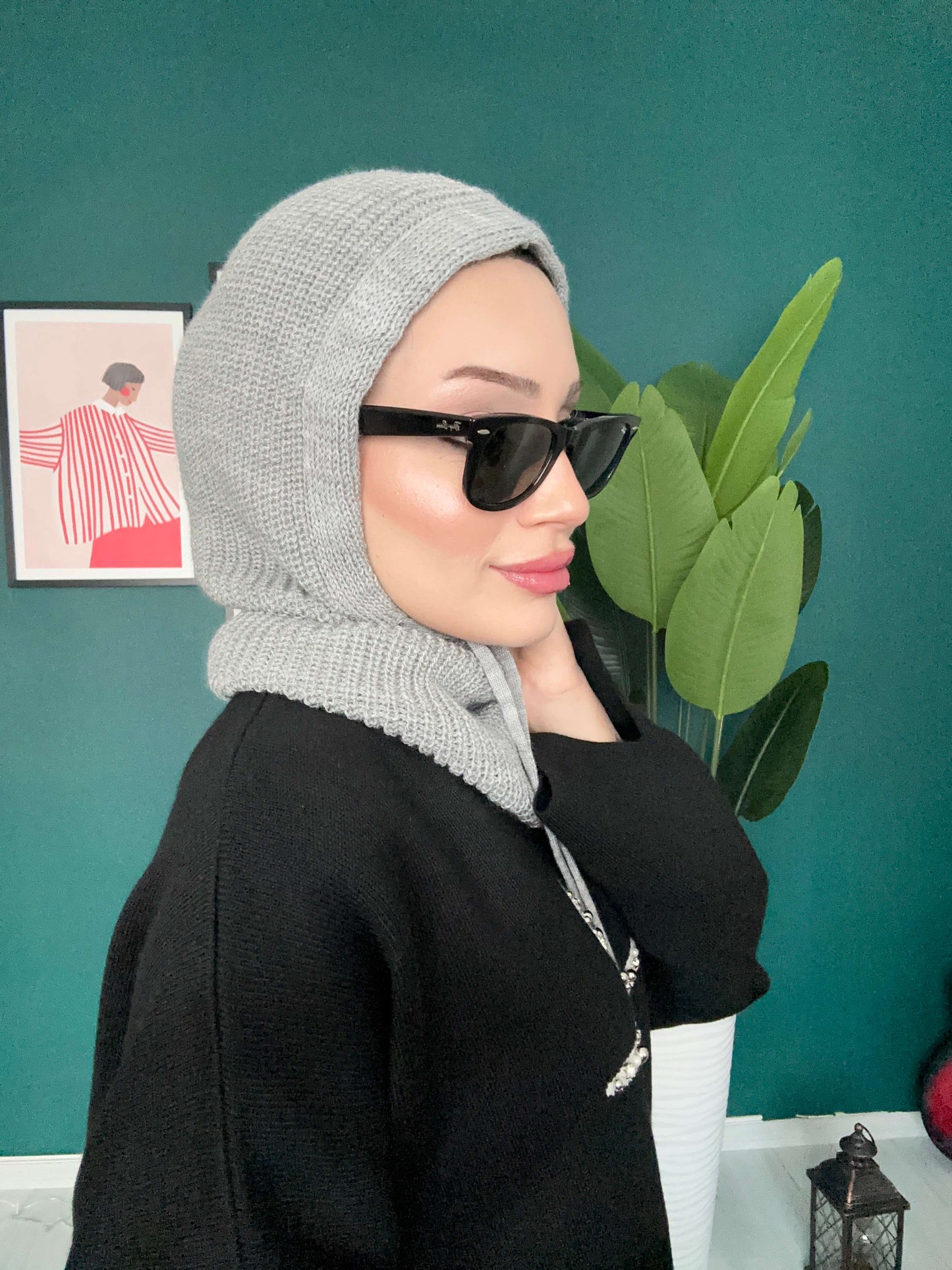 Triko Başlık Balaclava - Gri