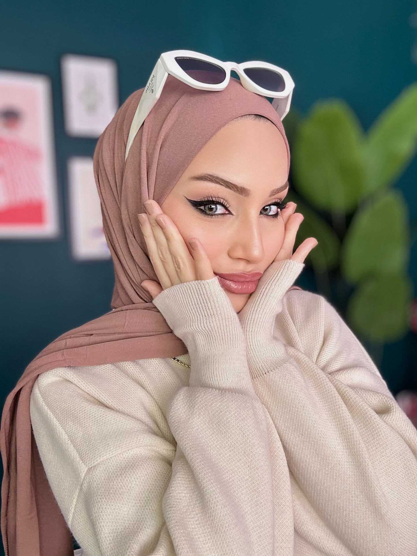 Organic Scarfs Tesettür Penye Şal Hijap Modeli - Vizon