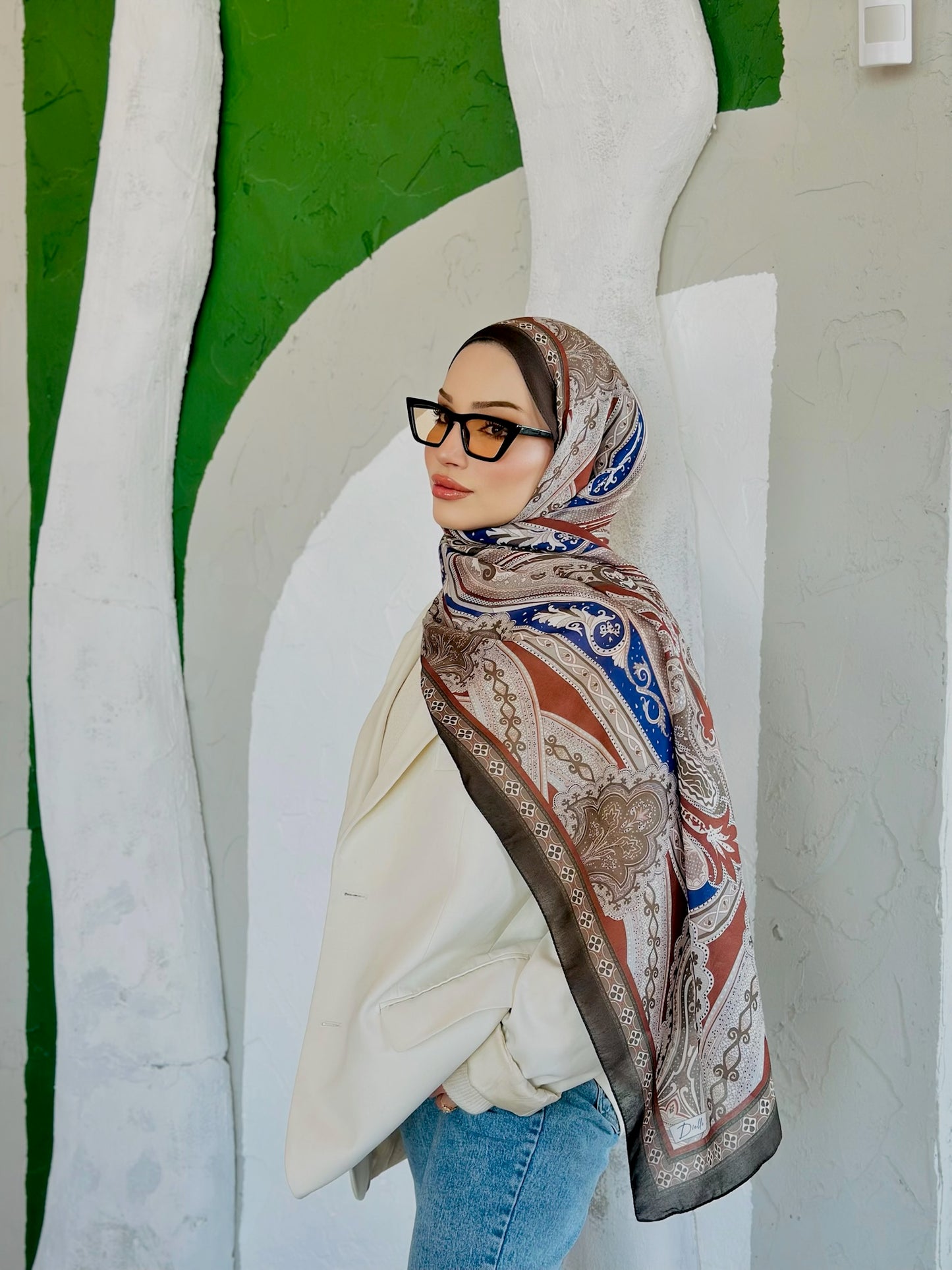 Etro Pamuk İpek Şal -987654 Saks/Kiremit