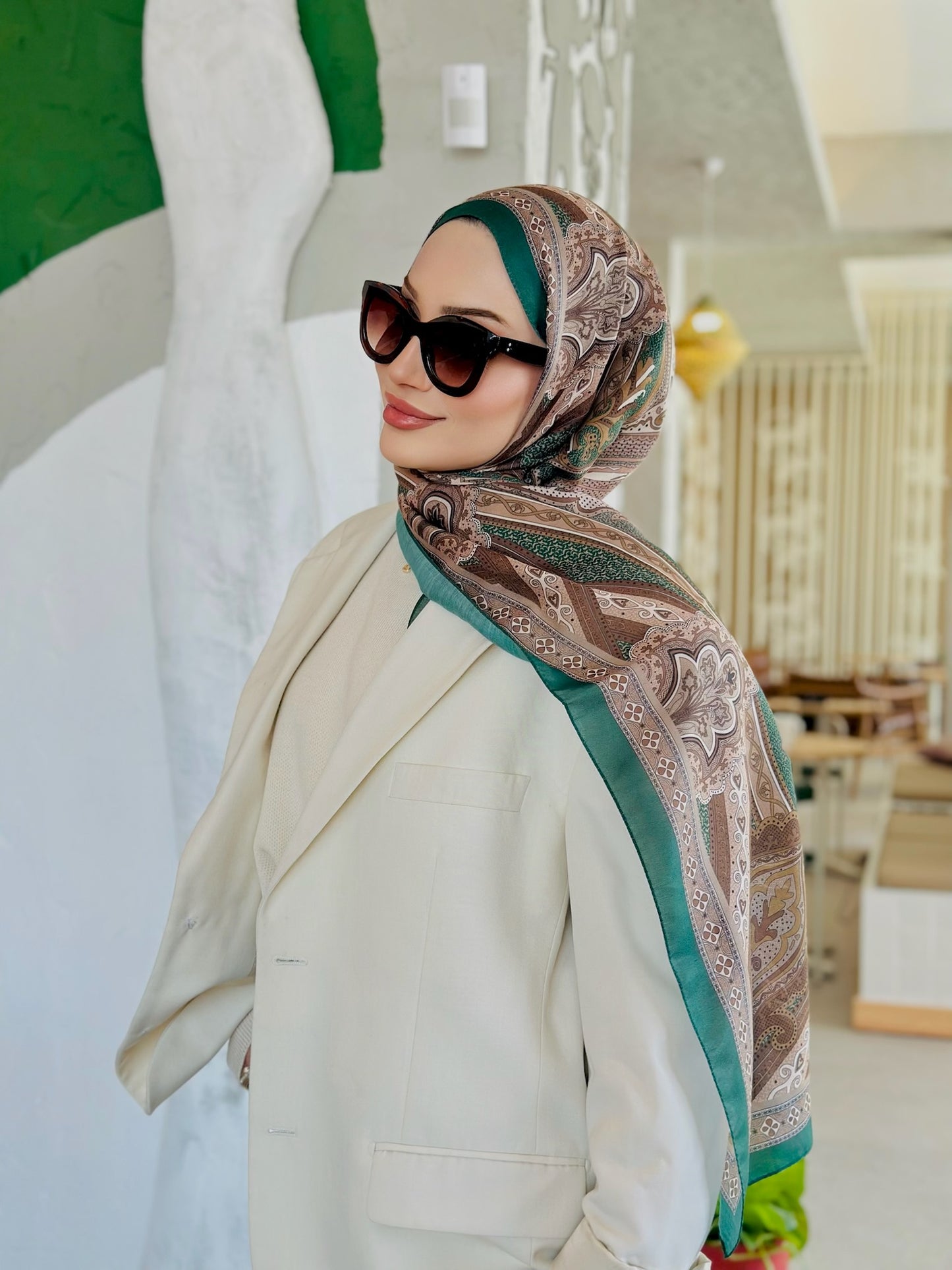 Etro Pamuk İpek Şal -987654 YEŞİL/ALTIN