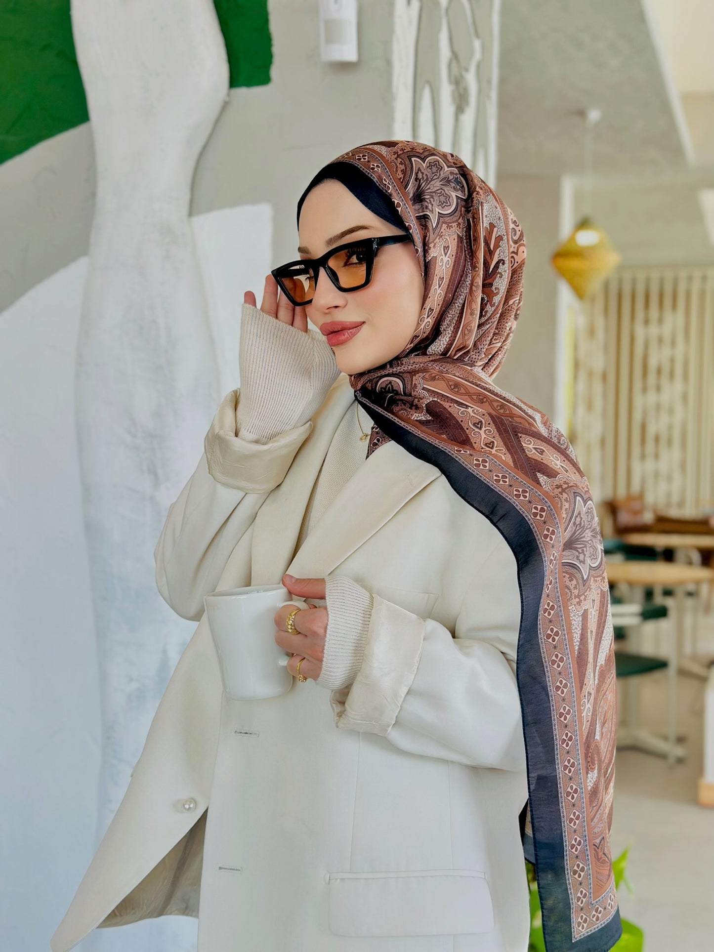 Etro Pamuk İpek Şal -987654 Karamel/Siyah