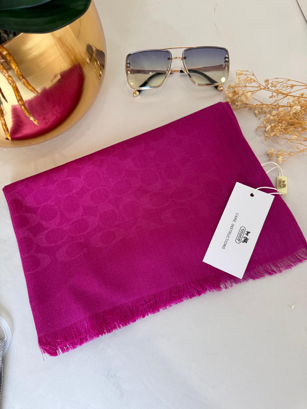 Coach Desen İthal Yün İpek Şal 614450 - Fuşya