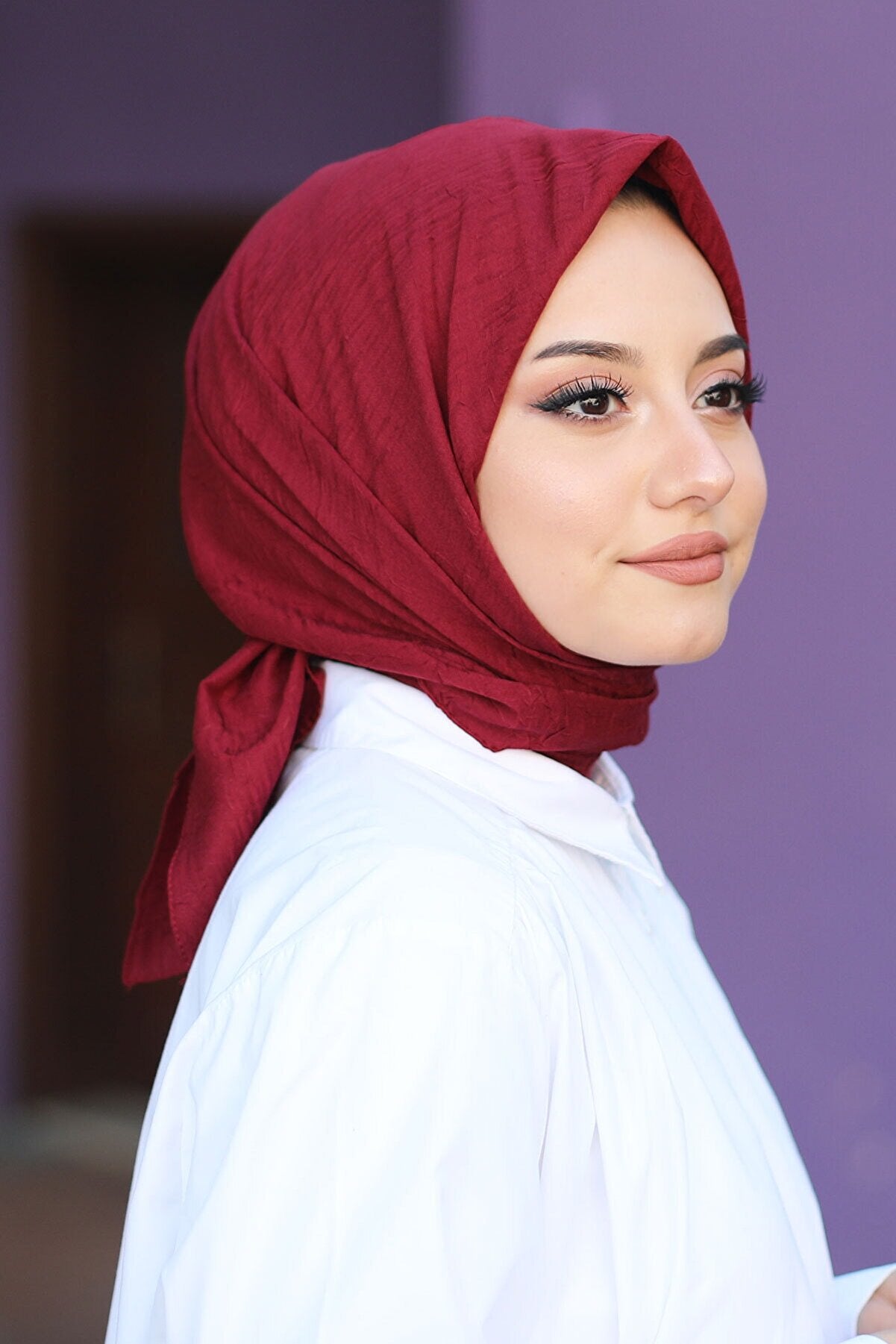 Organic Bambu Eşarp - Bordo