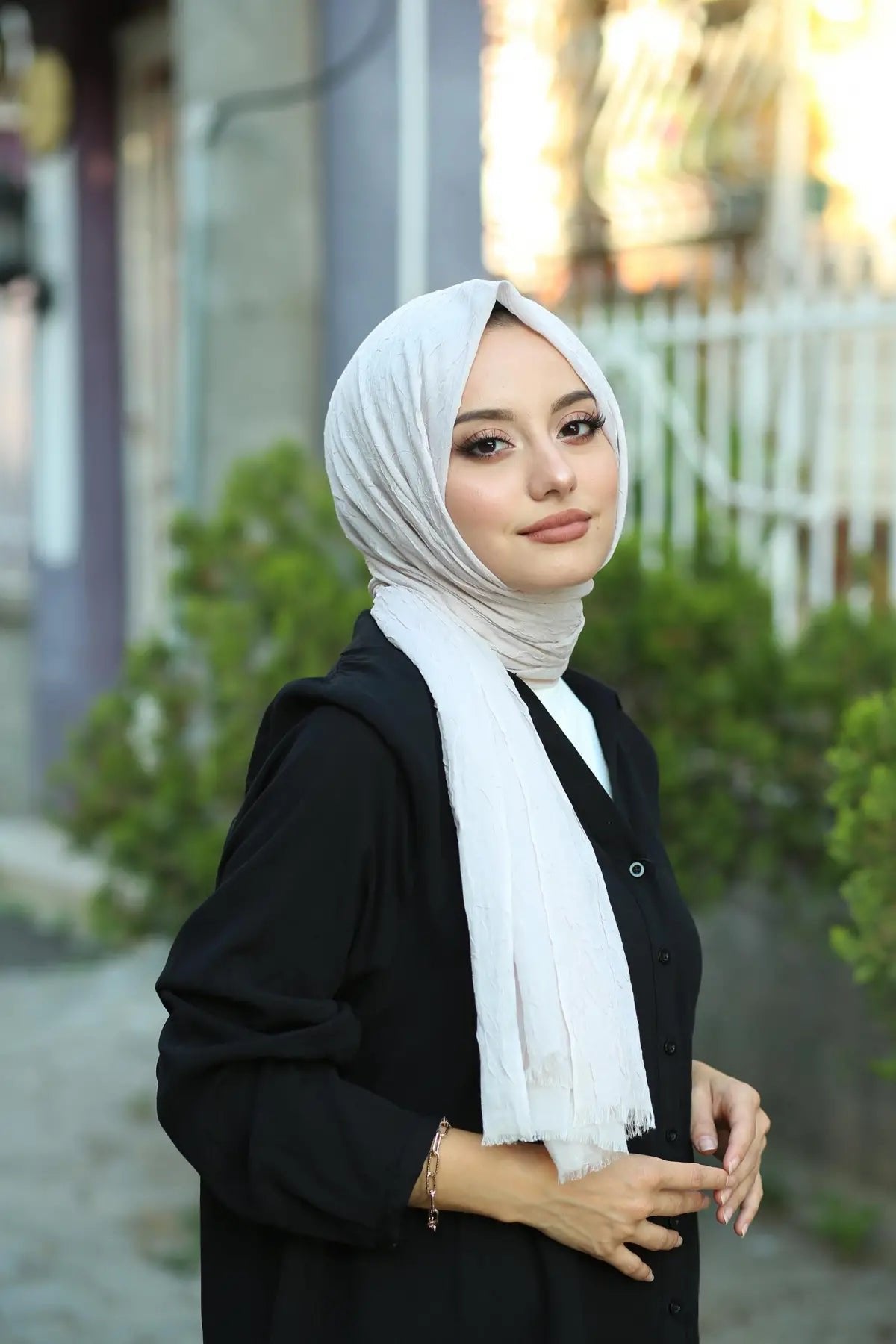 Organic Scarfs Bambu Kraş Şal Modeli - Taş