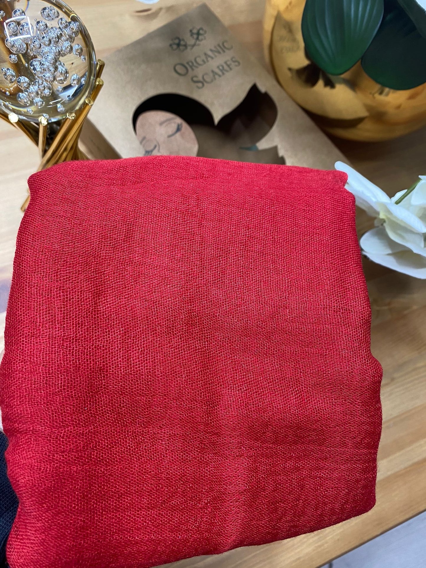 Organic Scarfs Bürümcük Şal Modeli - Kırmızı