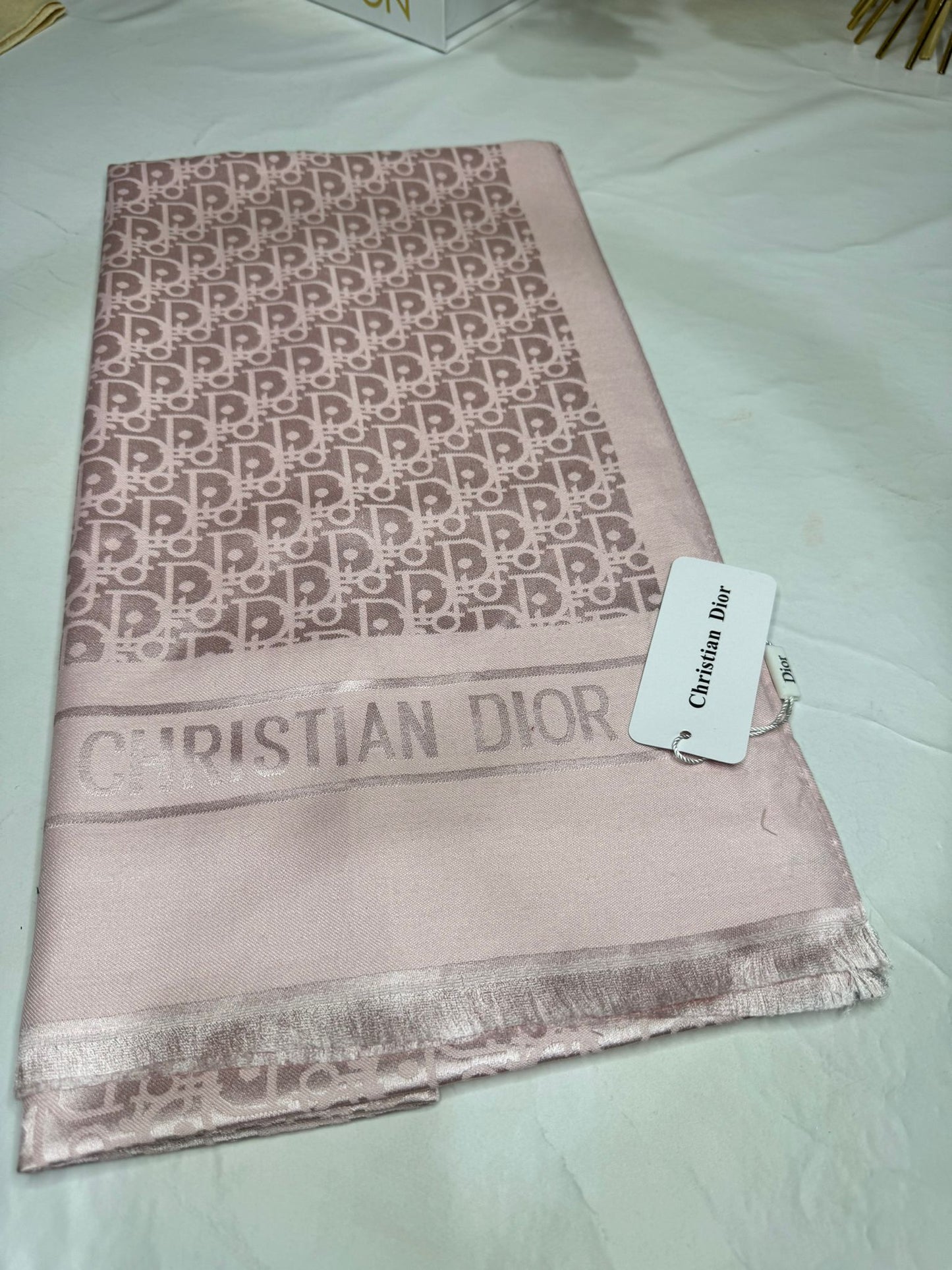 İthal Dior Pamuk Yün İpek Şal 49103 - Pudra