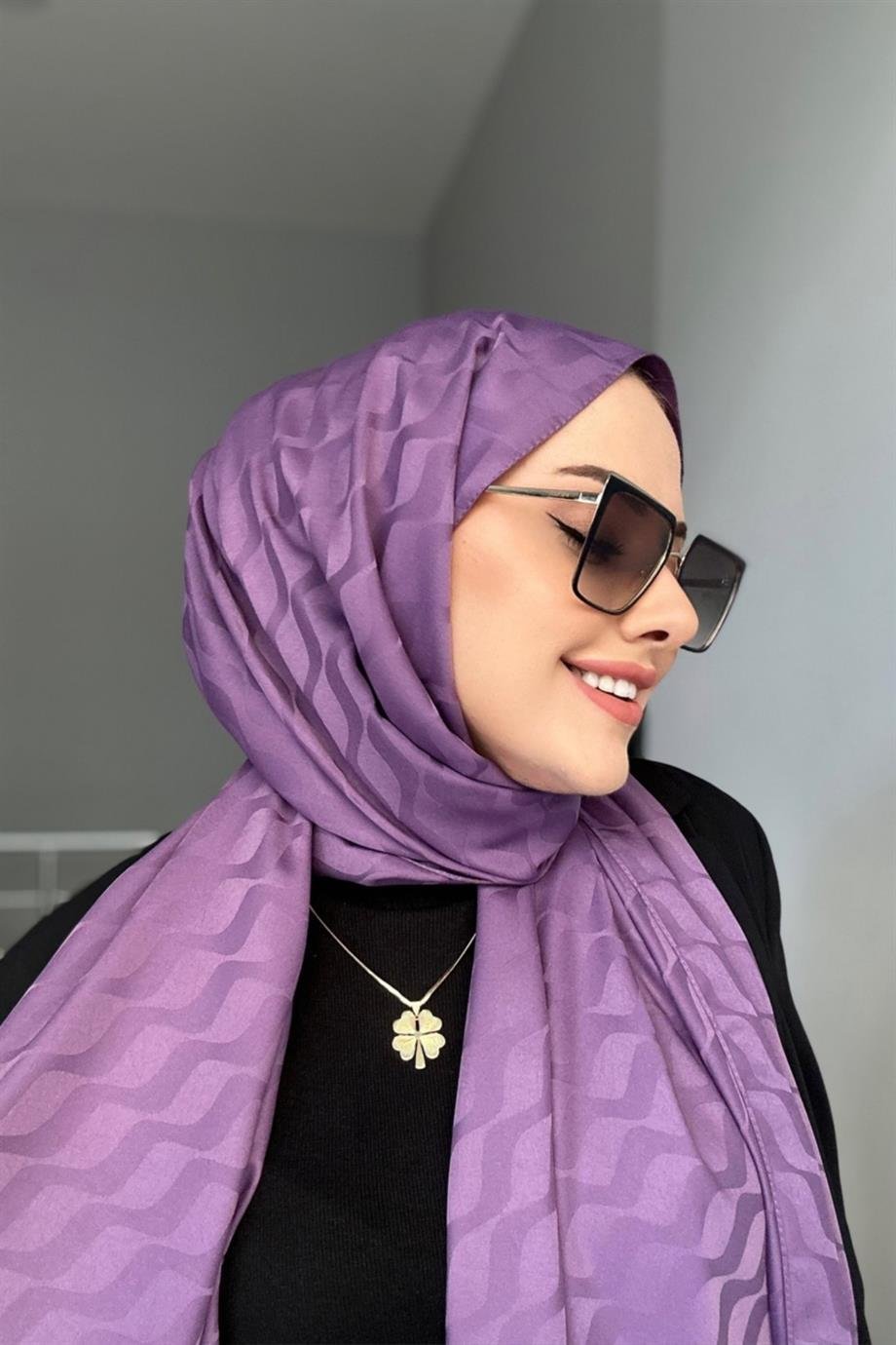 Su Yolu Pamuk Jakar Şal - Lavanta