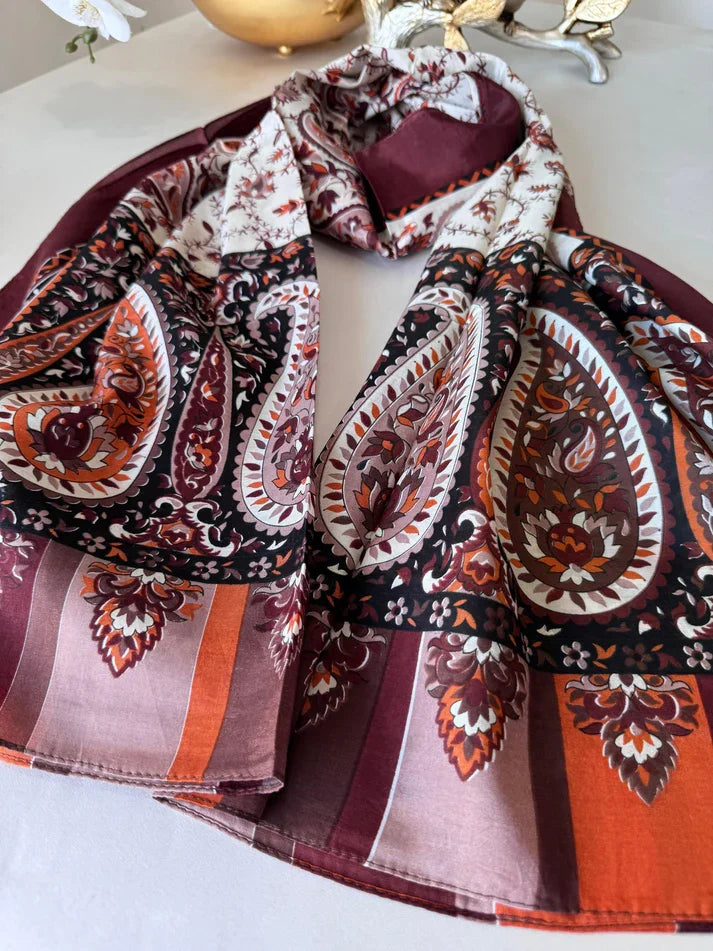 Etro Otantik Desen Pamuk Şal 44136 - Bordo
