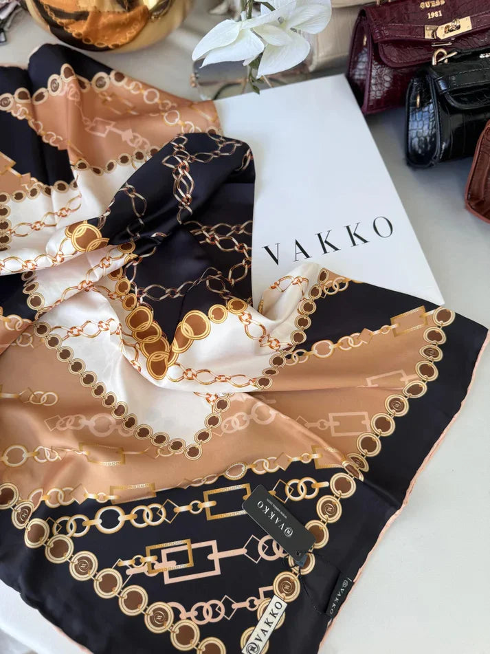 Vakko Zincir Desen Twill Eşarp 44127 - Siyah
