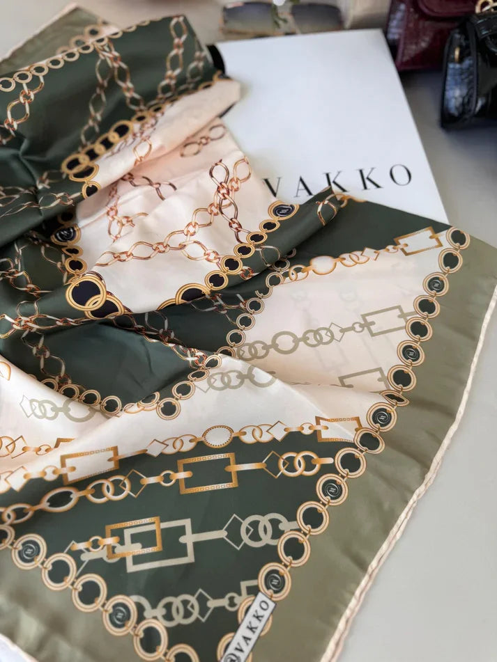 Vakko Zincir Desen Twill Eşarp 44127 - Haki