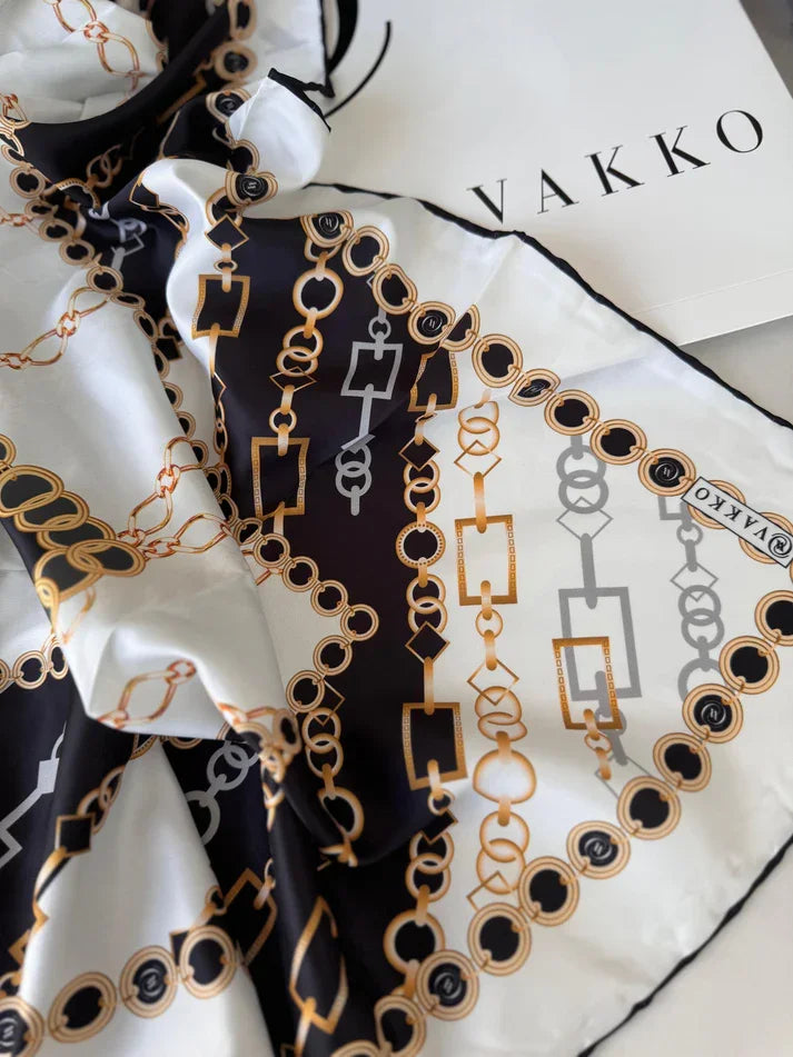 Vakko Zincir Desen Twill Eşarp 44127 - Beyaz
