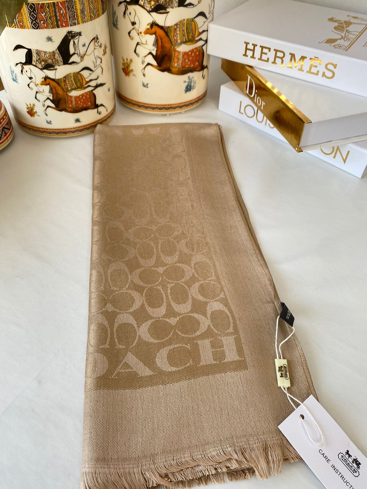 İthal Coach Pamuk Yün Şal 544381 - Cappuccıno