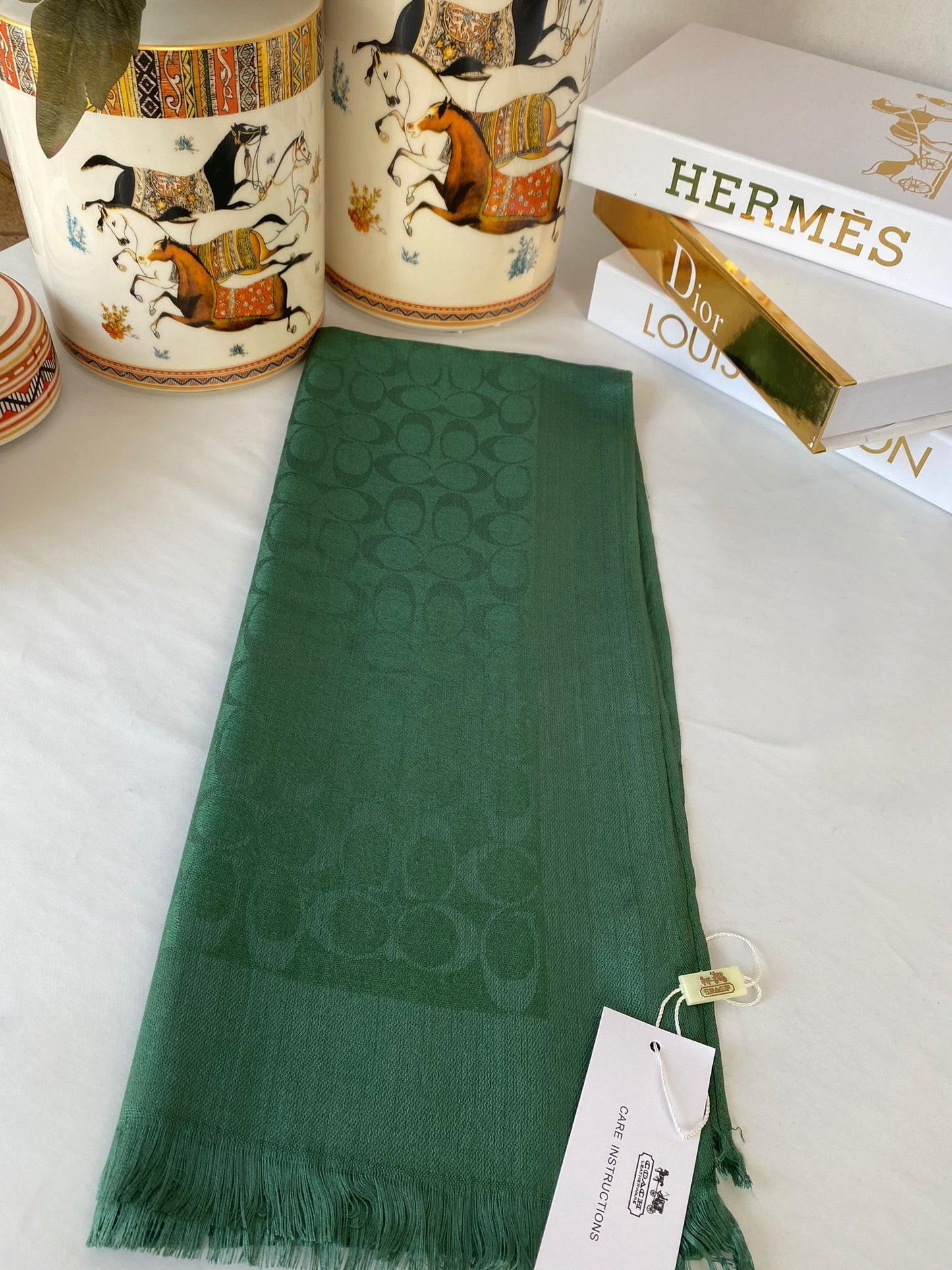 İthal Coach Pamuk Yün Şal 544381 - Zümrüt