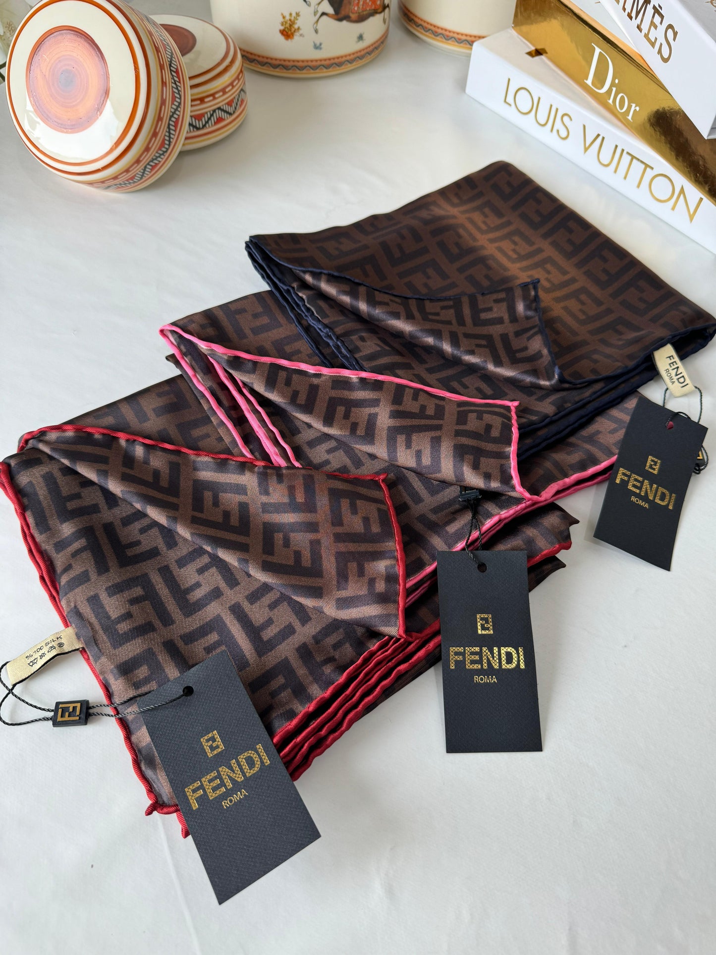 Fendi İthal +% 100 İpek 12 mm Eşarp 657291 - siyah