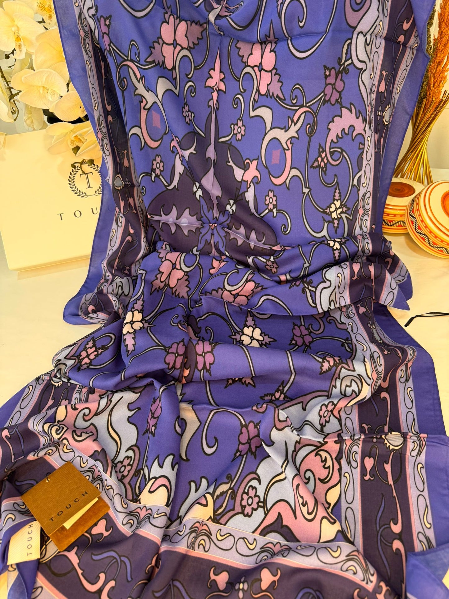 Touch İthal İberya Işığı Pamuk İpek Şal 63455 - Morcivert