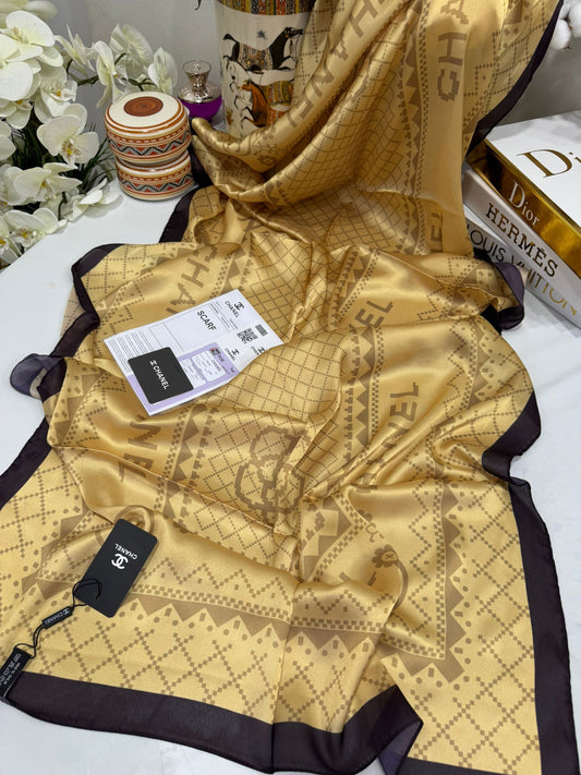 Chanel Çift Taraflı İthal Vual İpel Şal 85651 - Camel