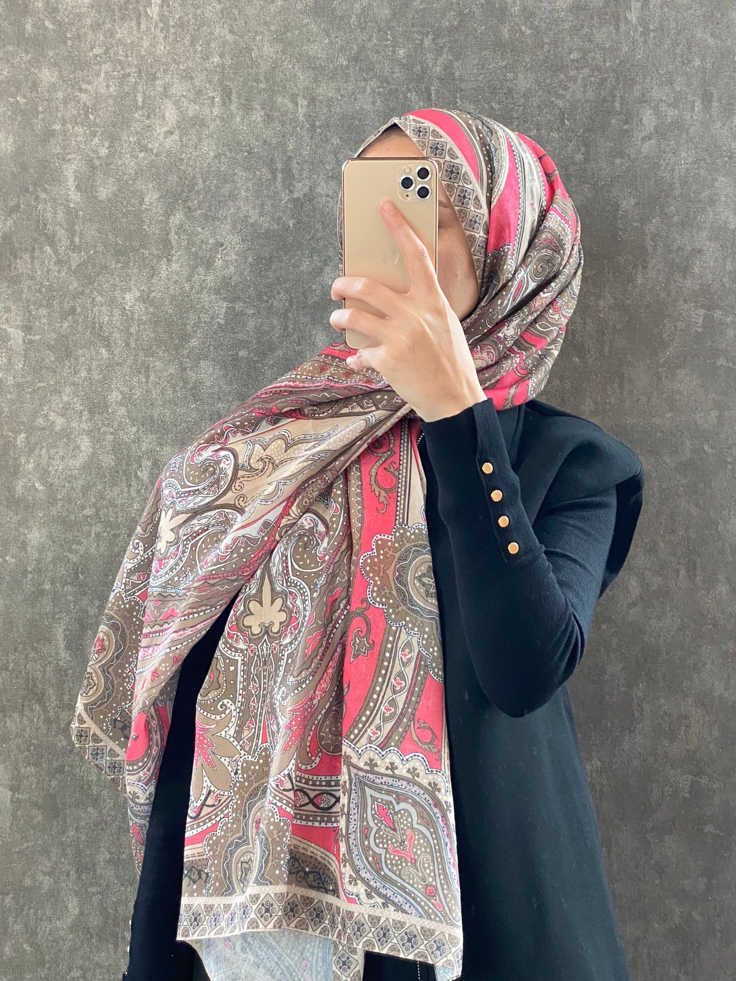 Etro Etnik Desen Pamuk Soft Şal 36631 - Fuşya