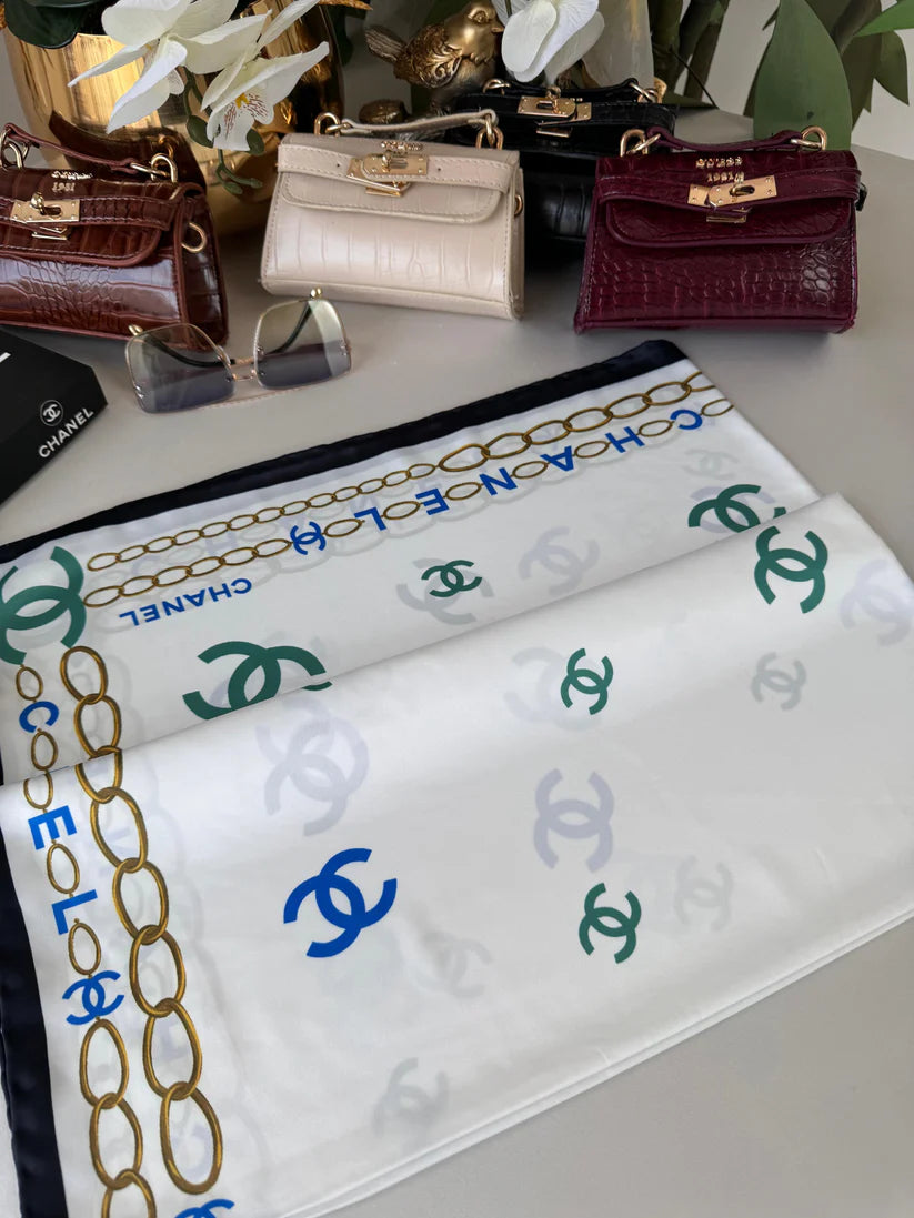 Chanel Saten İpek Eşarp 44124 - Saks