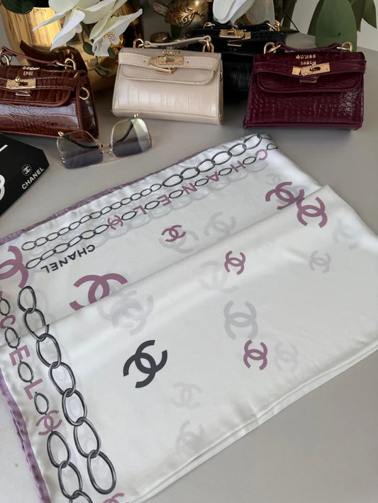 Chanel Saten İpek Eşarp 44124 - Lila