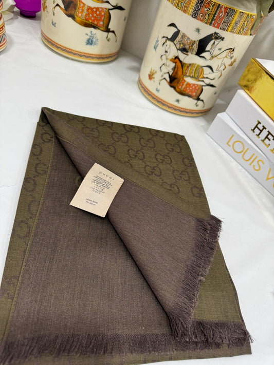 İTHAL A+++ Yün İpek Çift Taraflı Marka Şal 87452 - Haki