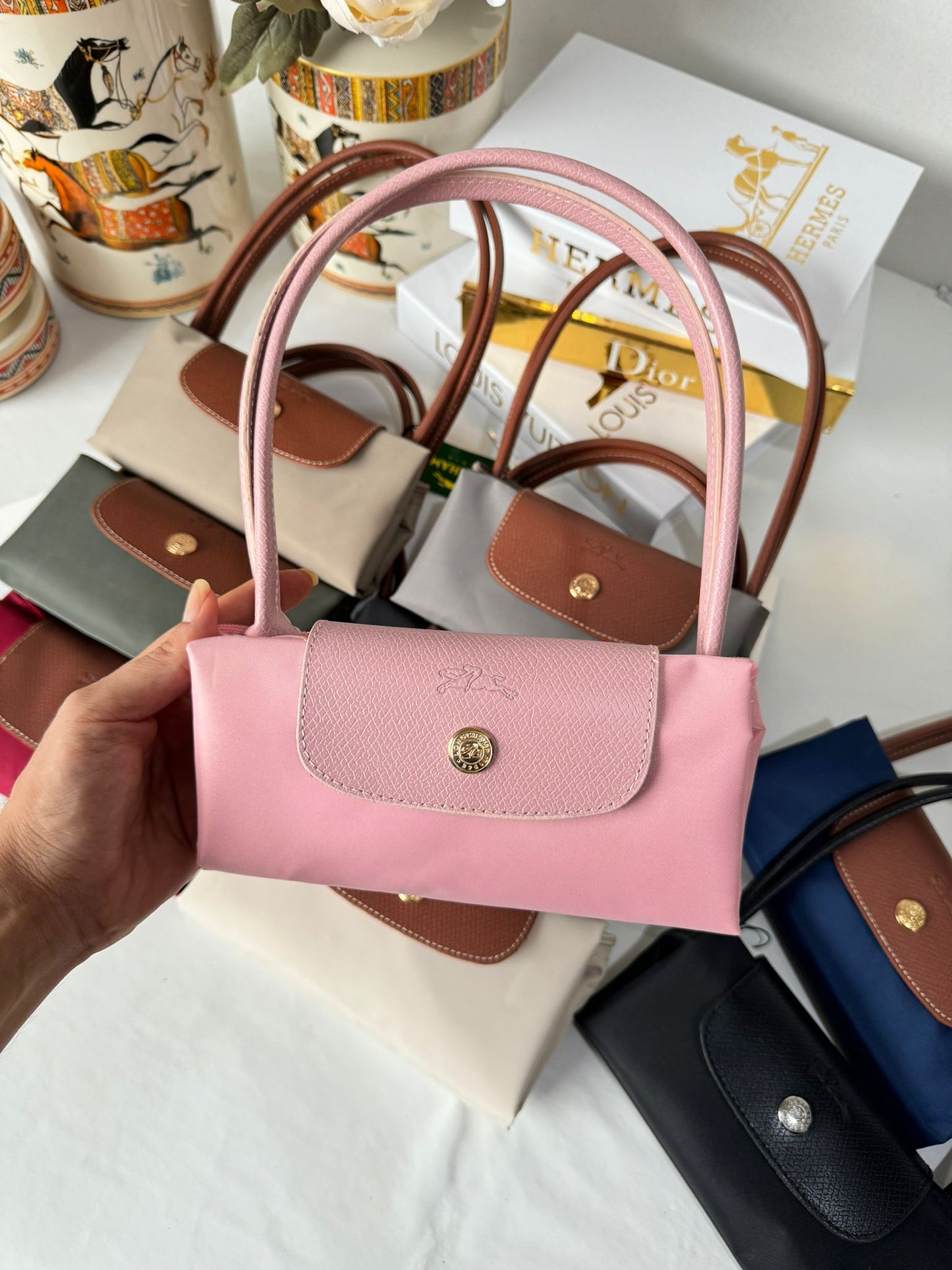 Longchamp Orta Boy Çanta - Pembe (3 Numara)