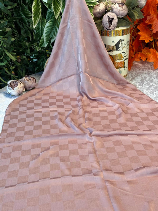 Dama Desen Jakar Şal - Pembe