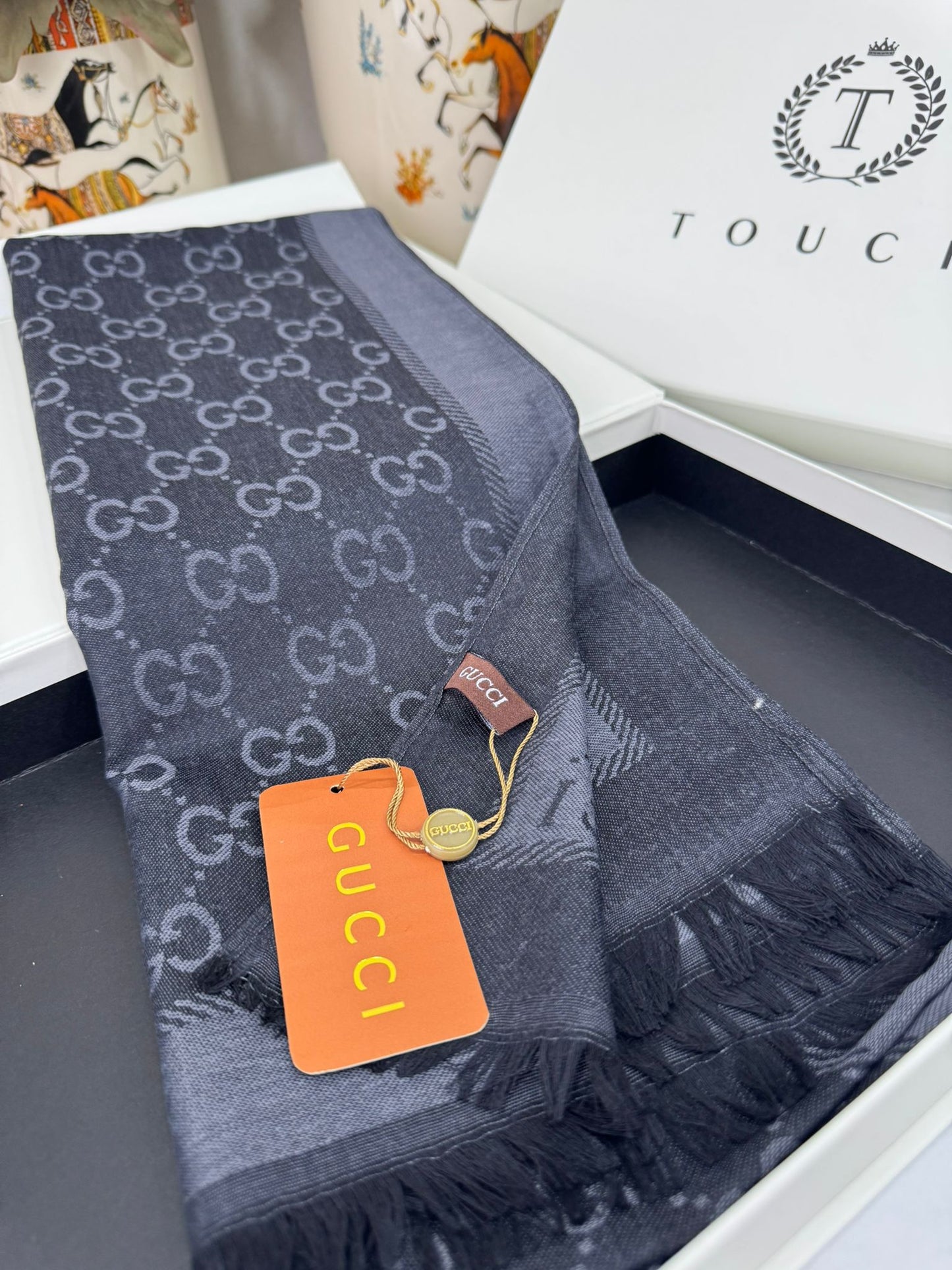 Gucci İthal Pamuk Yün İpek - Siyah Antrasit