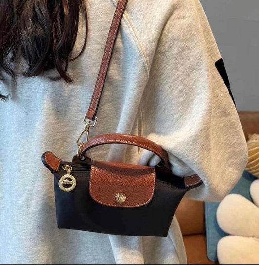 Longchamp Mini Çanta 69441 - Siyah/Kahve