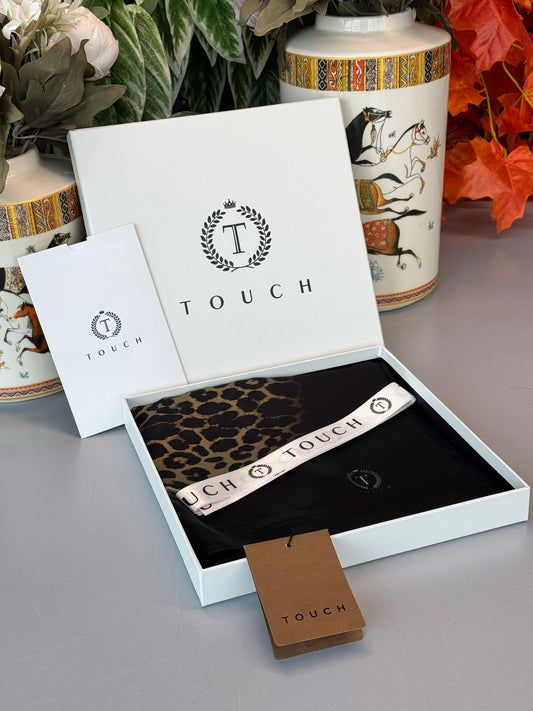 Touch İthal Leopar Vual İpek Şal - 998890 - Siyah