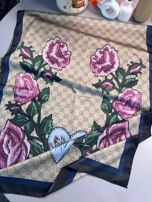 Gucci Twill İpek Şal - Lacivert