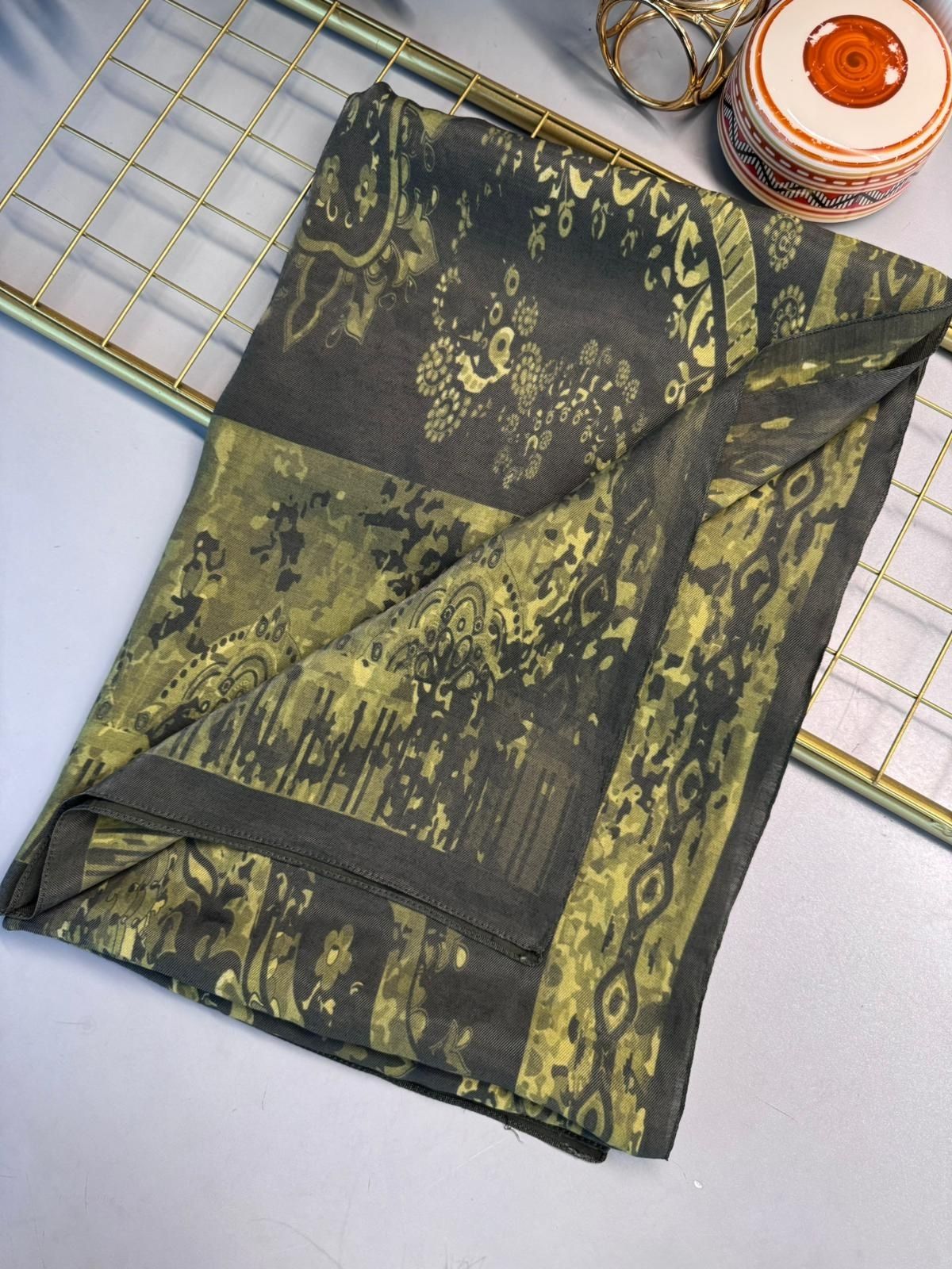 Derin Yansıma Desen Şal 469-017 – V-2 – Yağ Yeşili