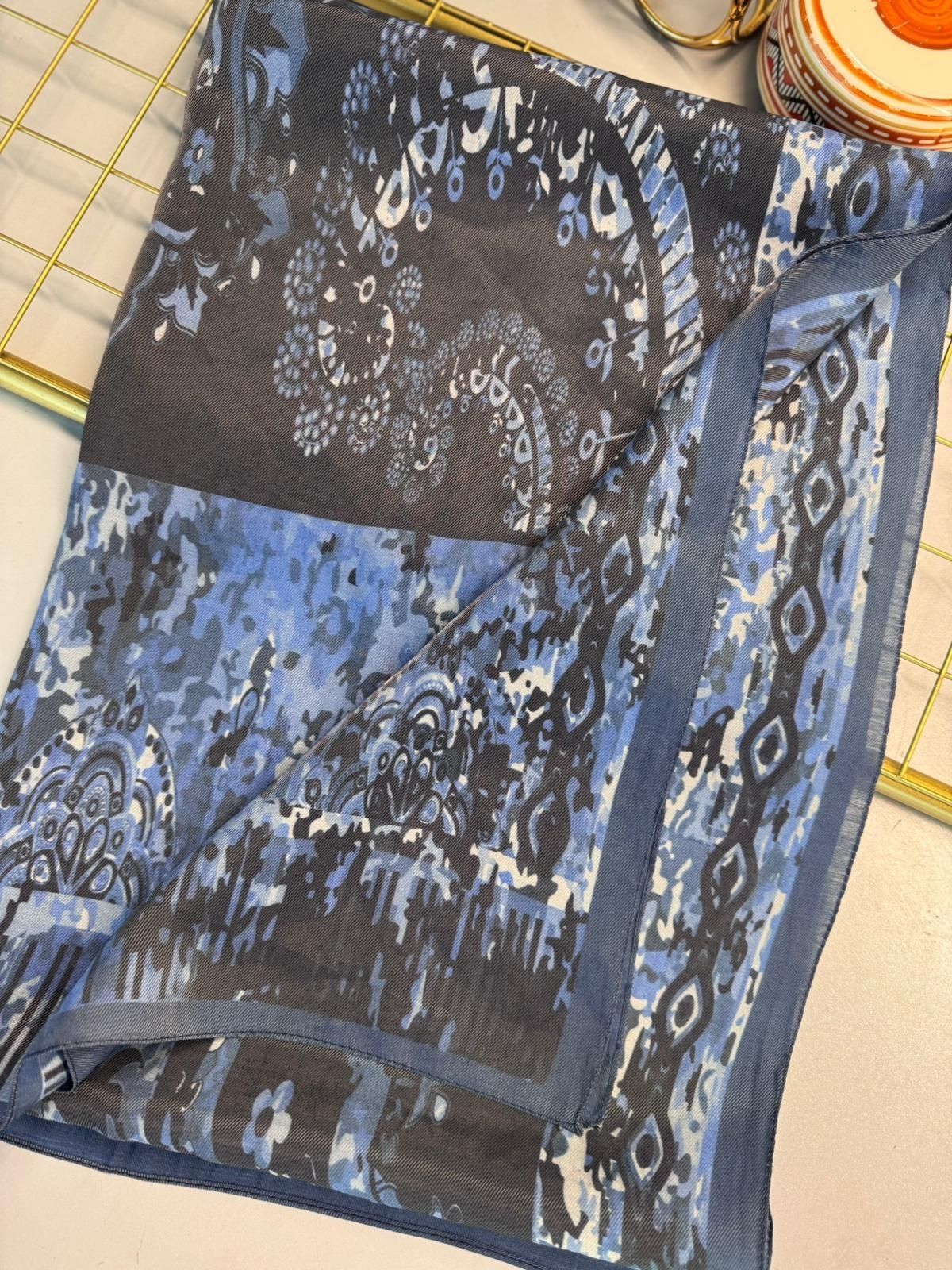 Derin Yansıma Desen Şal 469-017 – V-3 – Gök Mavi