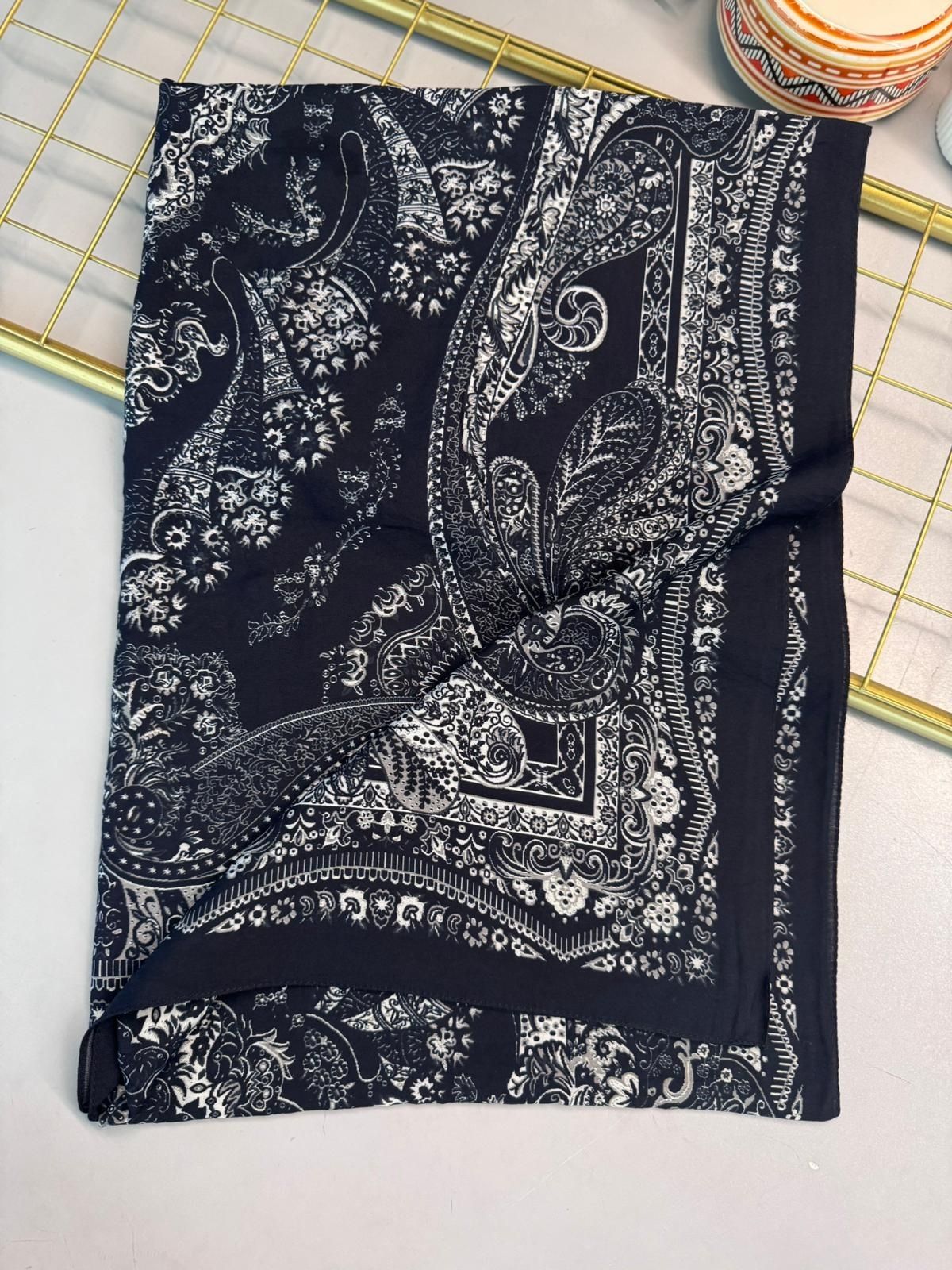 Ravza Desen Şal 469-019 – V-8 – Vanilya Siyah