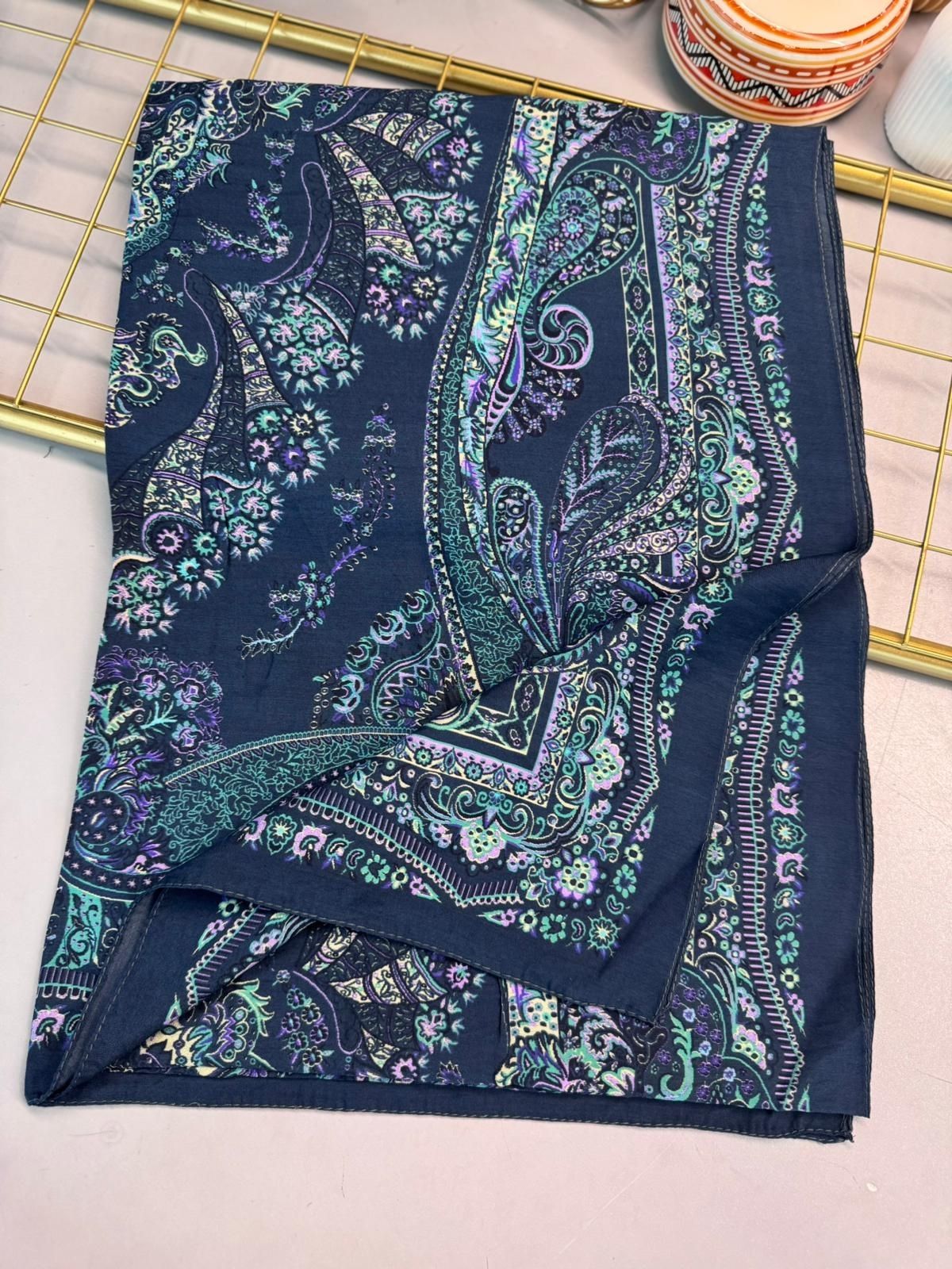 Ravza Desen Şal 469-019 – V-12 – Çini Mavi