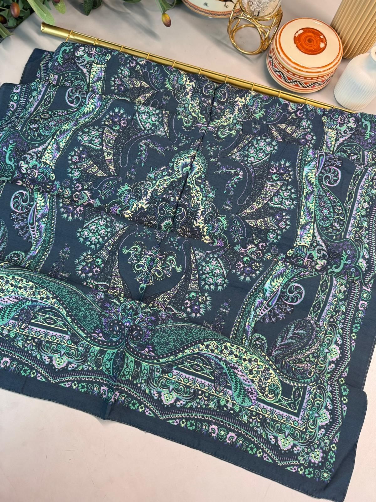 Ravza Desen Şal 469-019 – V-12 – Çini Mavi