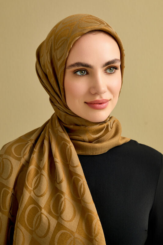 Dama Desen Haki Naia Pamuk Şal 70x200