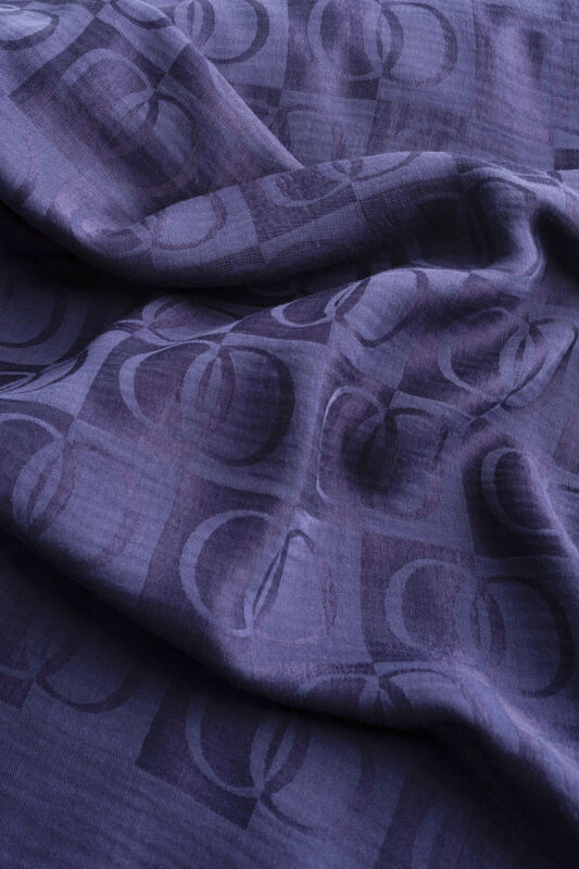 Dama Desen Lacivert Naia Pamuk Şal 70x200