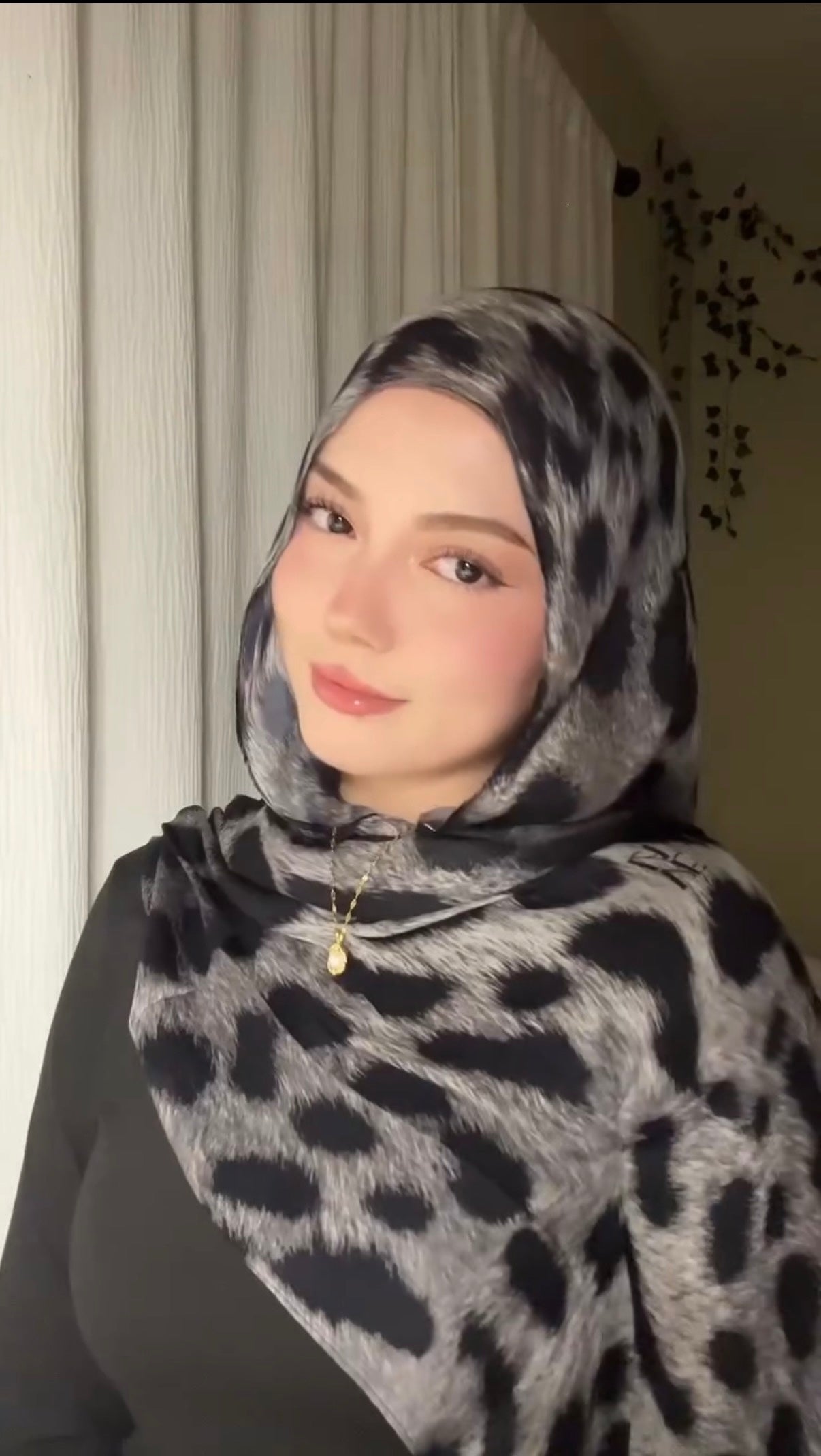 Leopar Pamuk Floş Şal – Gri