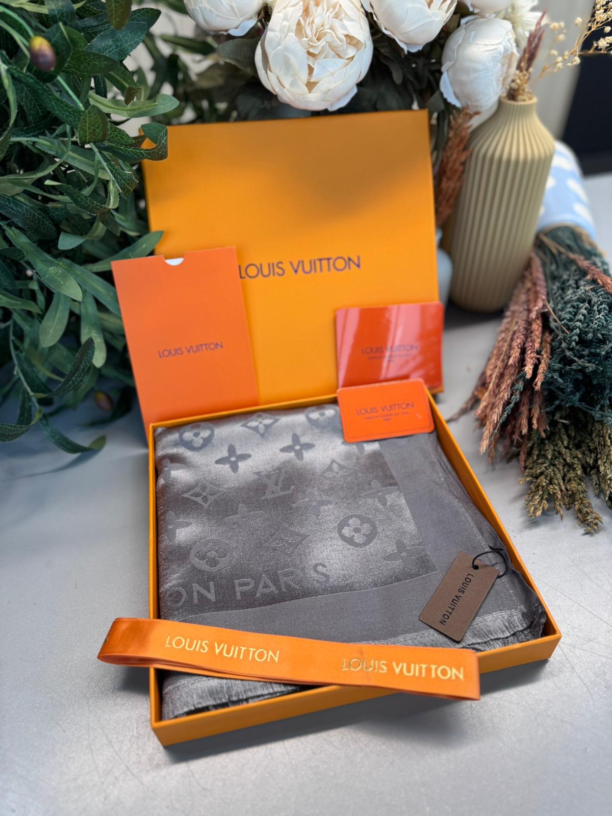 Lv Tam Set Kutulu İthal Kaşmir İpek Şal - Gri