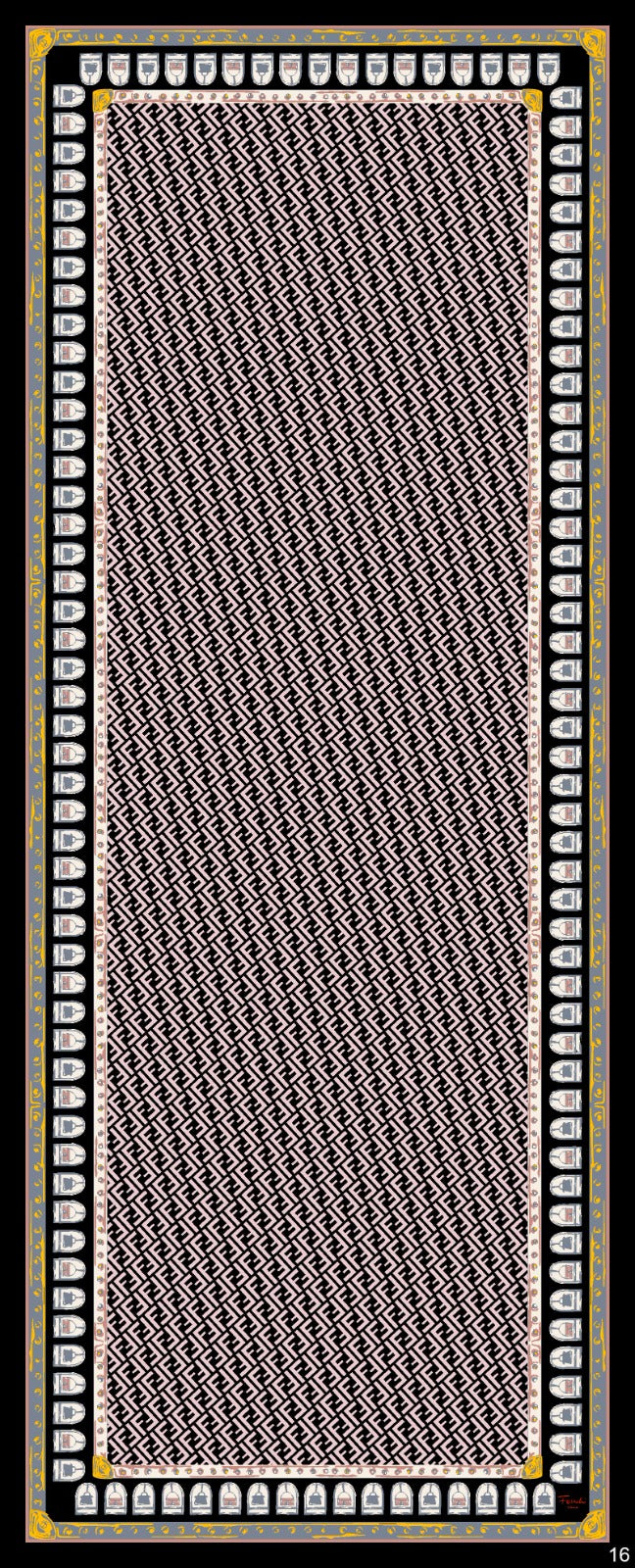 Fendi Monogram Pamuk Soft Şal 64302 - Gri