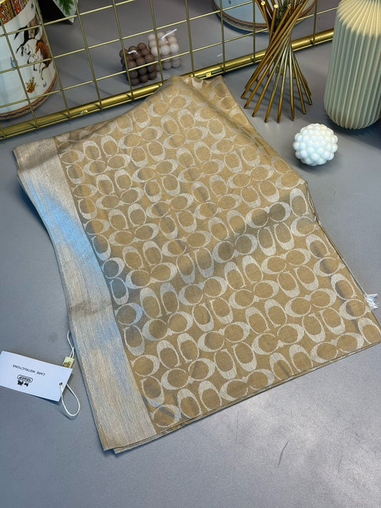 Coach İthal Pamuk Yün İpek Şal - CAMEL