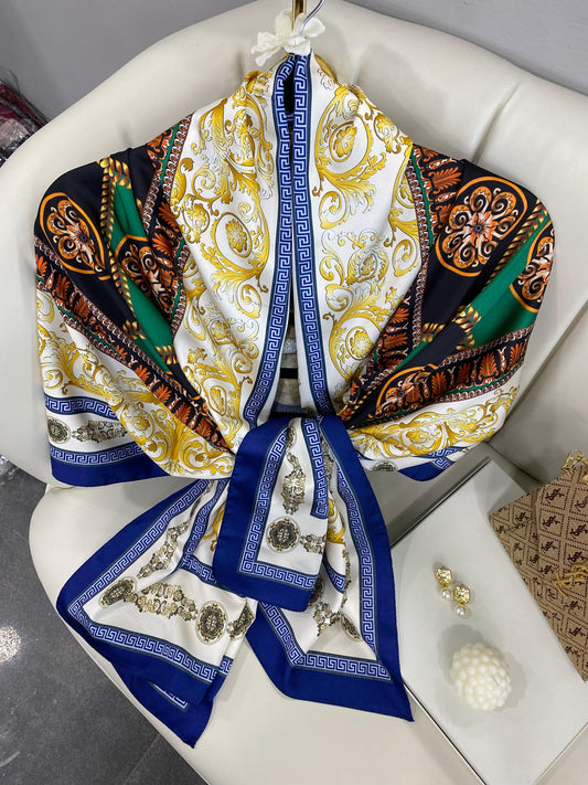 VERSACE VUAL İPEK ŞAL- 344456-  MAVİ